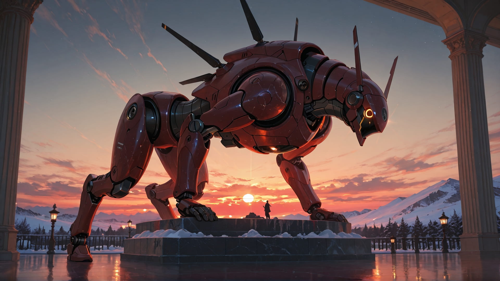 Red Sunset Sky Marble smartphone wallpaper free download, vertical 16:9 format, Red, Sunset, Sky, Winter