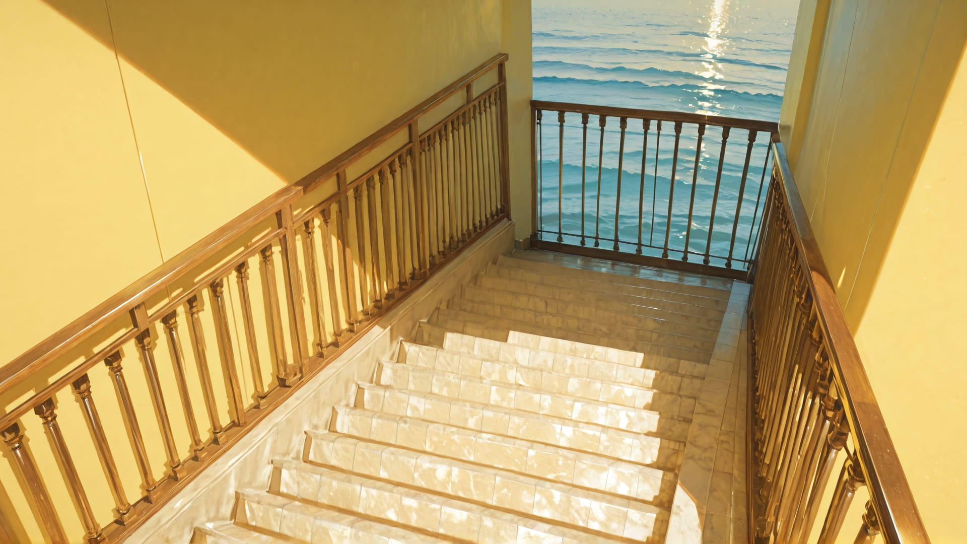 Yellow Afternoon Sea Marble smartphone wallpaper free download, vertical 16:9 format, Yellow, Afternoon, Sea, Summer 001