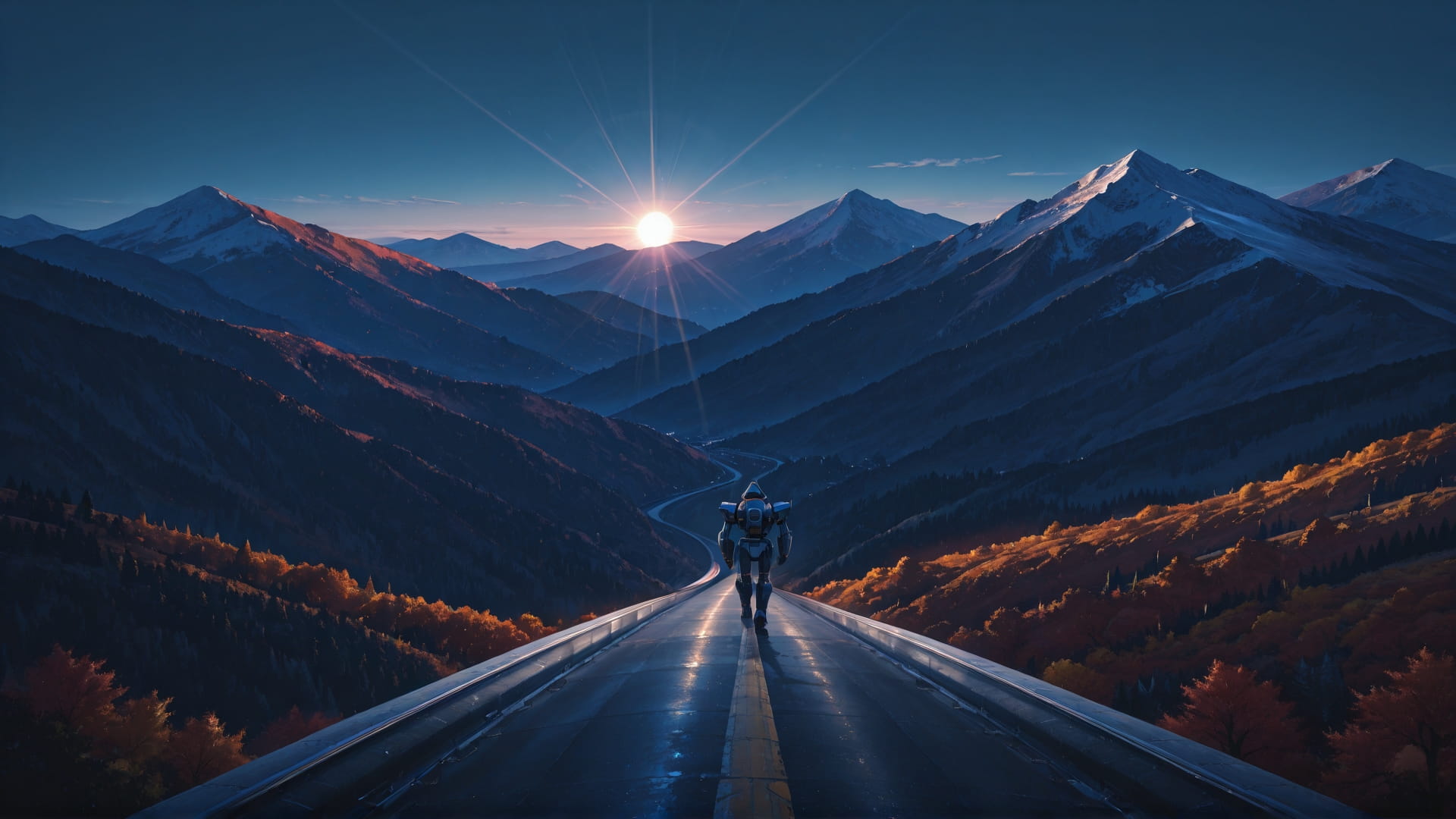 Blue Night Mountain Mirage smartphone wallpaper free download, vertical 16:9 format, Blue, Night, Mountain, Autumn