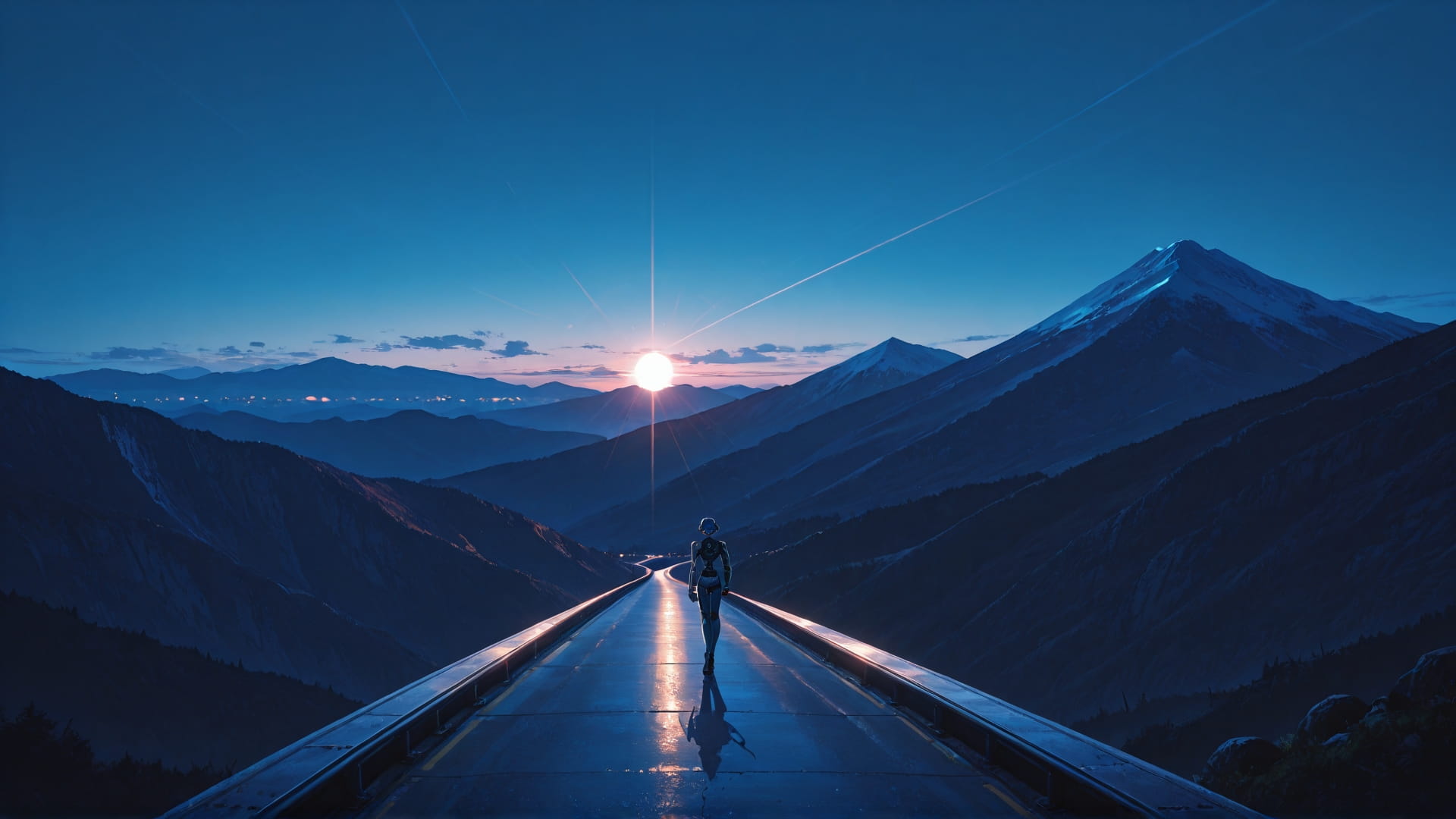 Blue Night Mountain Mirage smartphone wallpaper free download, vertical 16:9 format, Blue, Night, Mountain, Summer