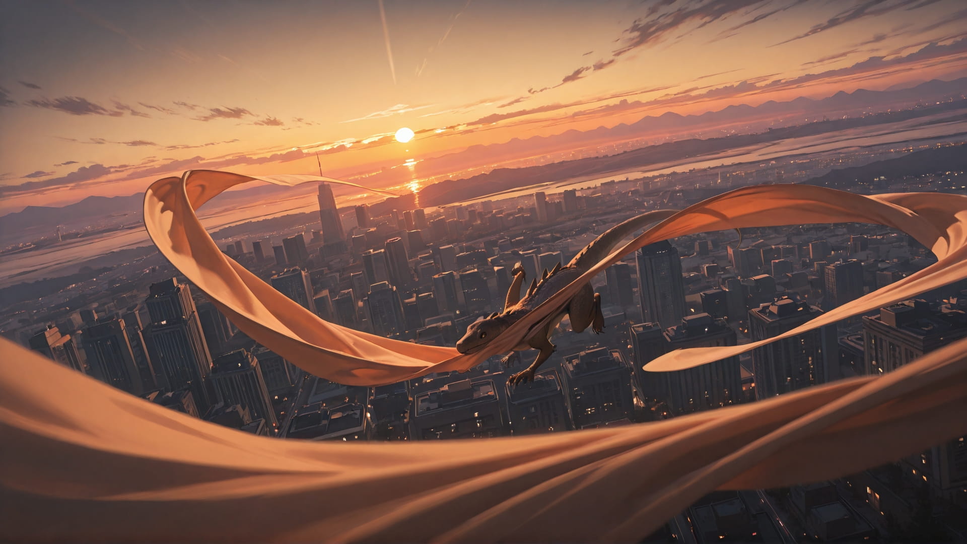 Brown Sunset City Mirage smartphone wallpaper free download, vertical 16:9 format, Brown, Sunset, City, Spring