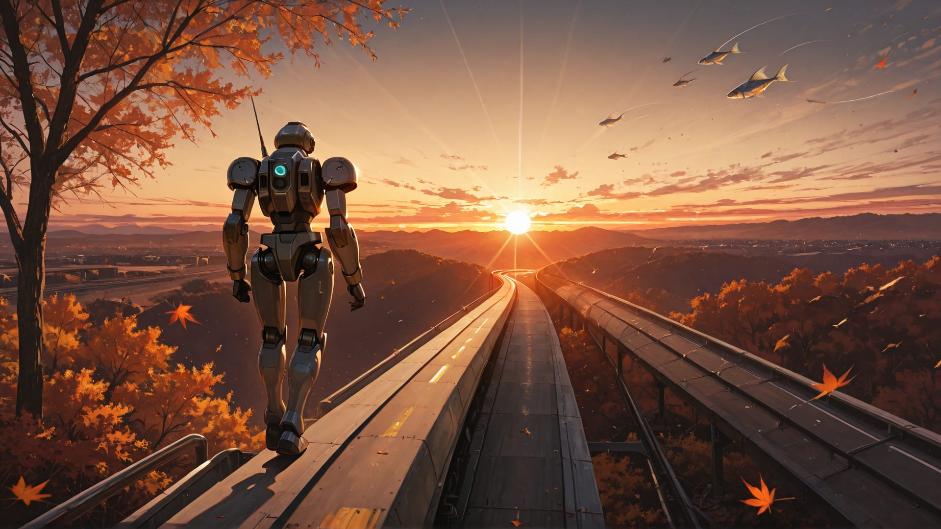 Brown Sunset Sky Mirage smartphone wallpaper free download, vertical 16:9 format, Brown, Sunset, Sky, Autumn