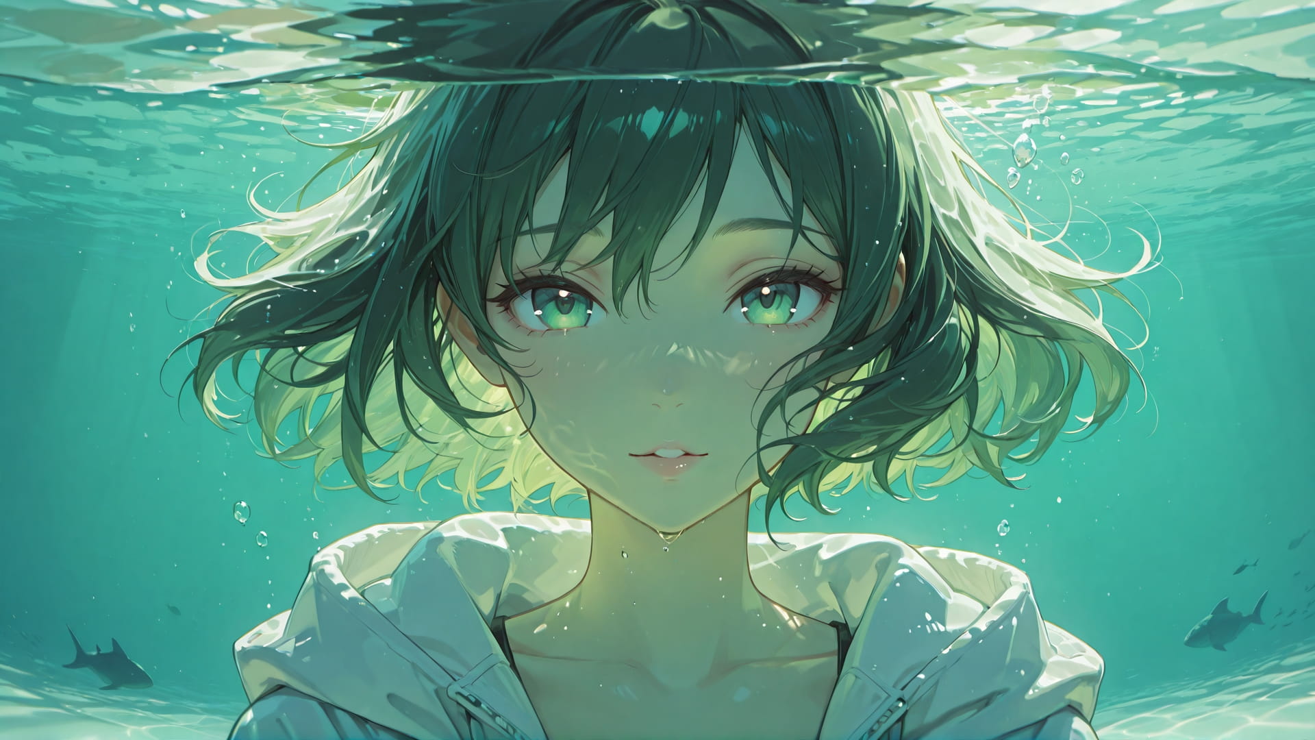 Green Afternoon Sea Mirage smartphone wallpaper free download, vertical 16:9 format, Green, Afternoon, Sea, Winter 001