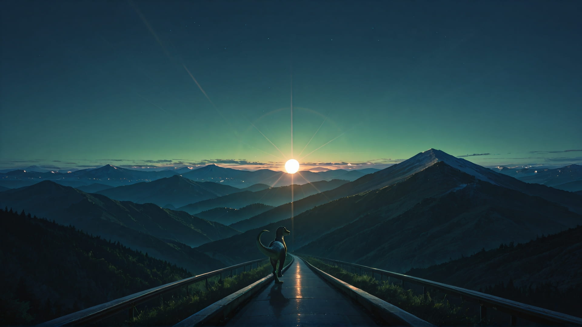 Green Night Mountain Mirage smartphone wallpaper free download, vertical 16:9 format, Green, Night, Mountain, Summer