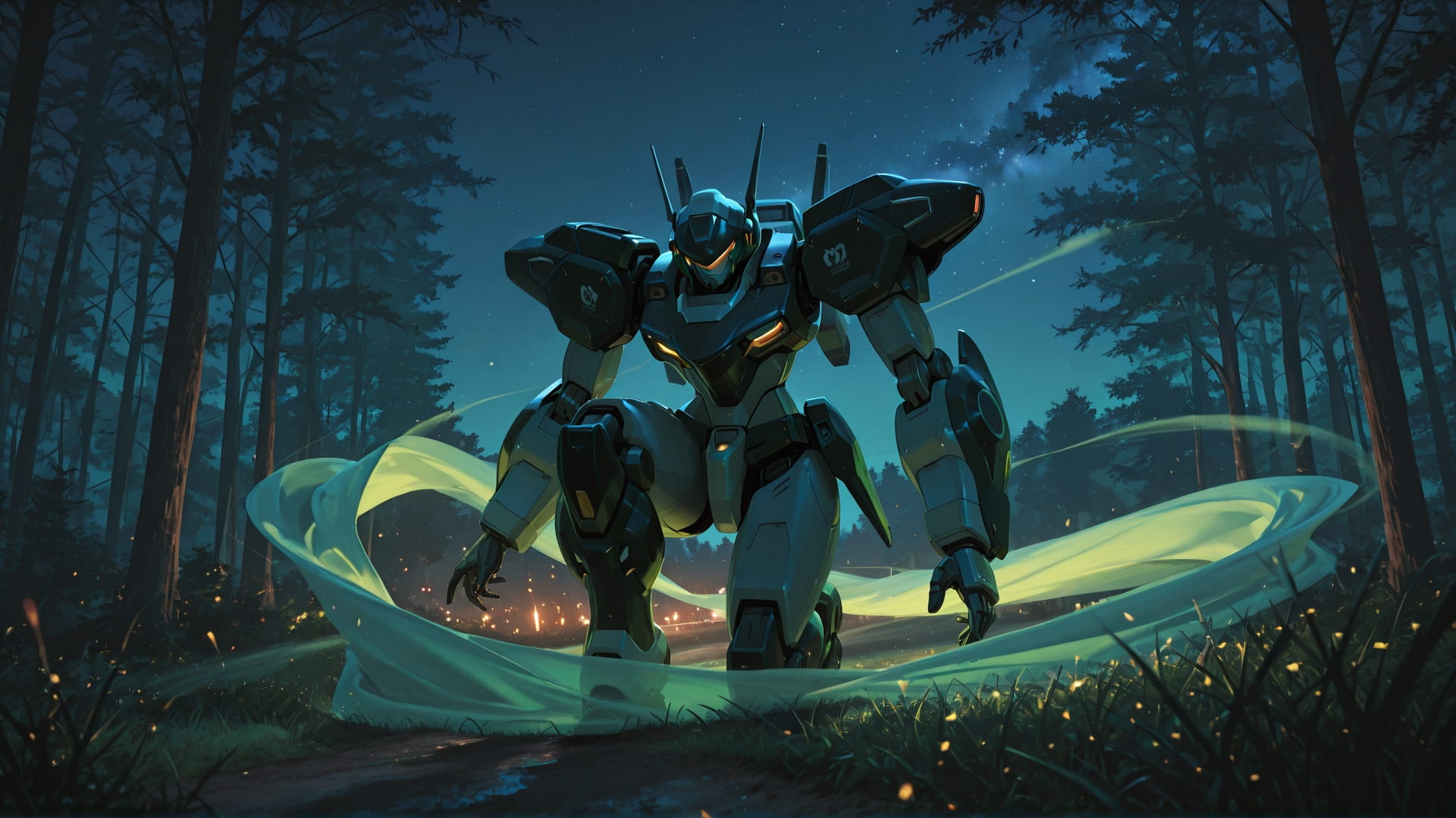 Green Night Nature Mirage smartphone wallpaper free download, vertical 16:9 format, Green, Night, Nature, Spring