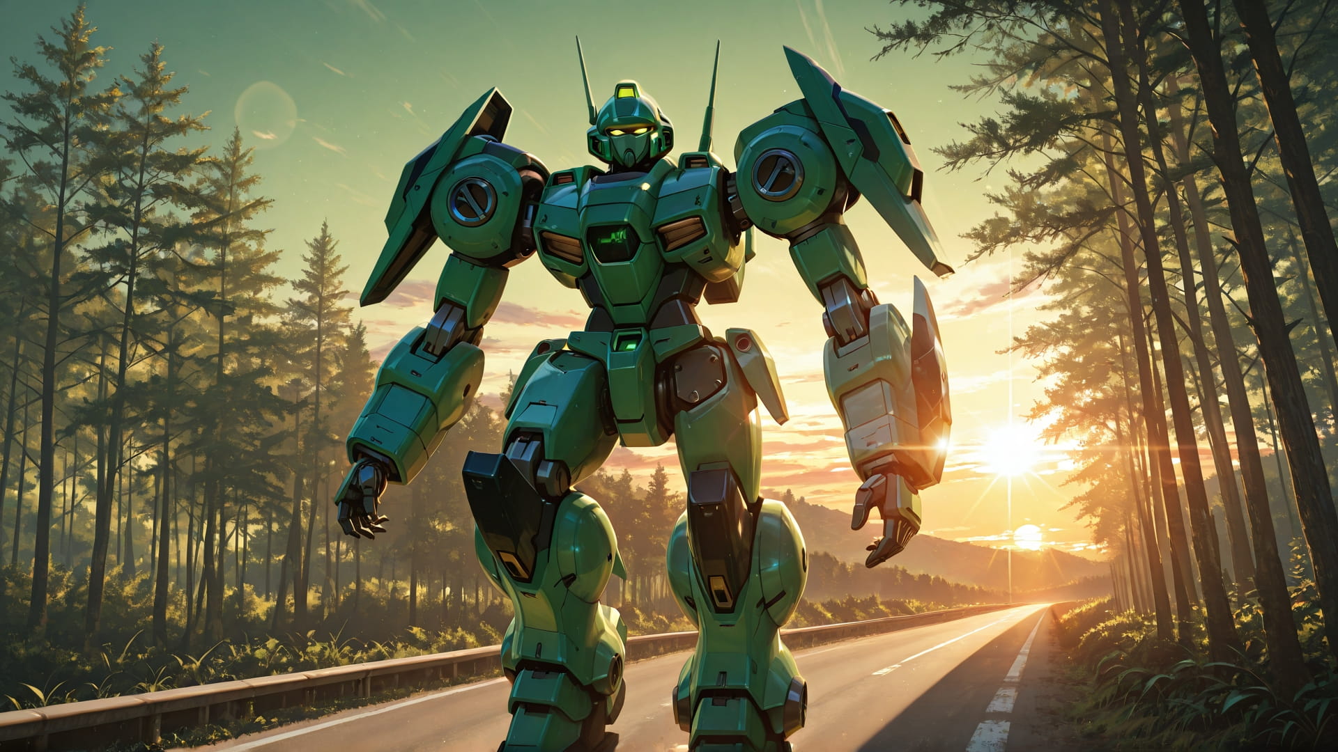 Green Sunset Nature Mirage smartphone wallpaper free download, vertical 16:9 format, Green, Sunset, Nature, Summer