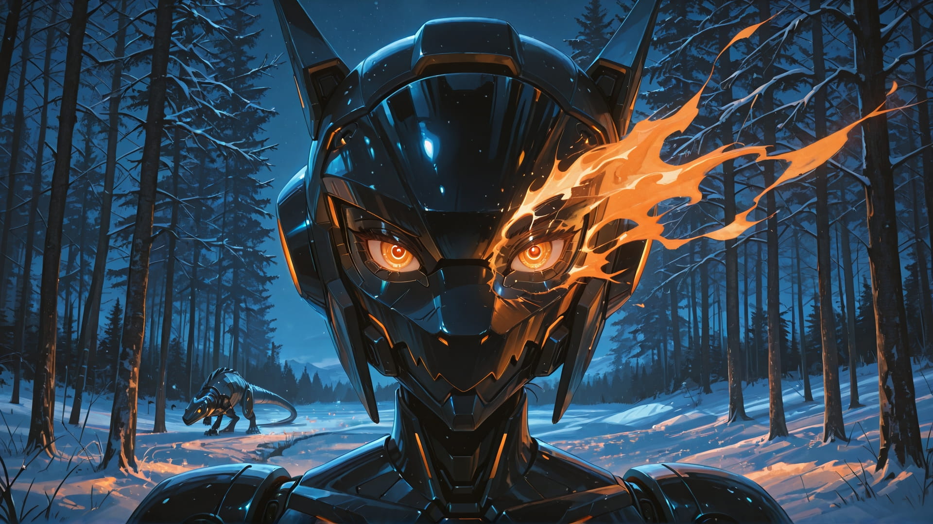 Orange Night Nature Mirage smartphone wallpaper free download, vertical 16:9 format, Orange, Night, Nature, Winter