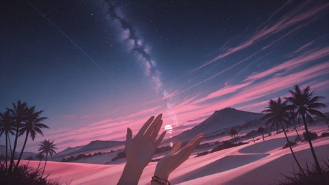 Pink Night Nature Mirage smartphone wallpaper free download, vertical 9:16 format, Pink, Night, Nature, Summer 001