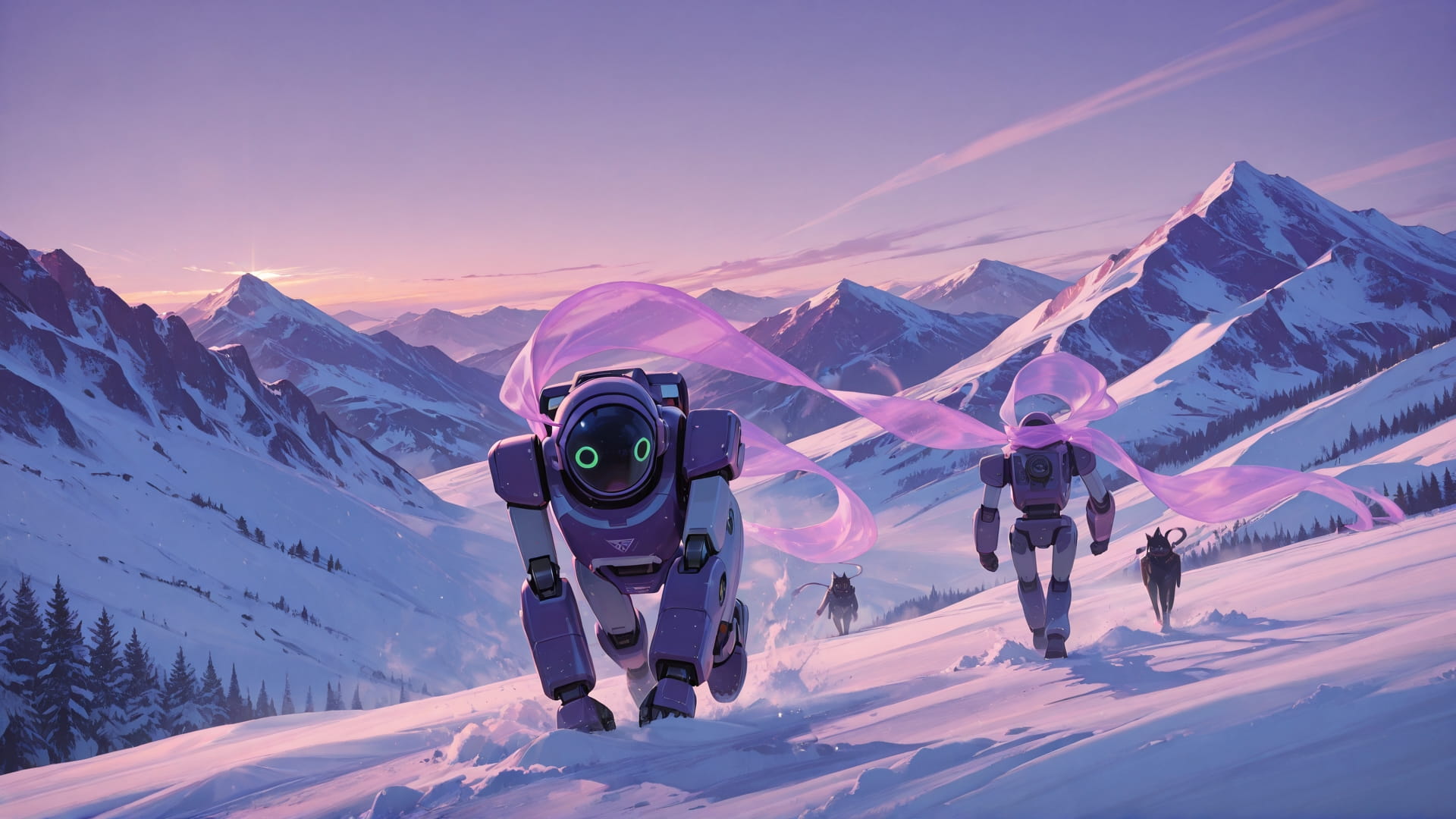 Purple Afternoon Mountain Mirage smartphone wallpaper free download, vertical 16:9 format, Purple, Afternoon, Mountain, Winter