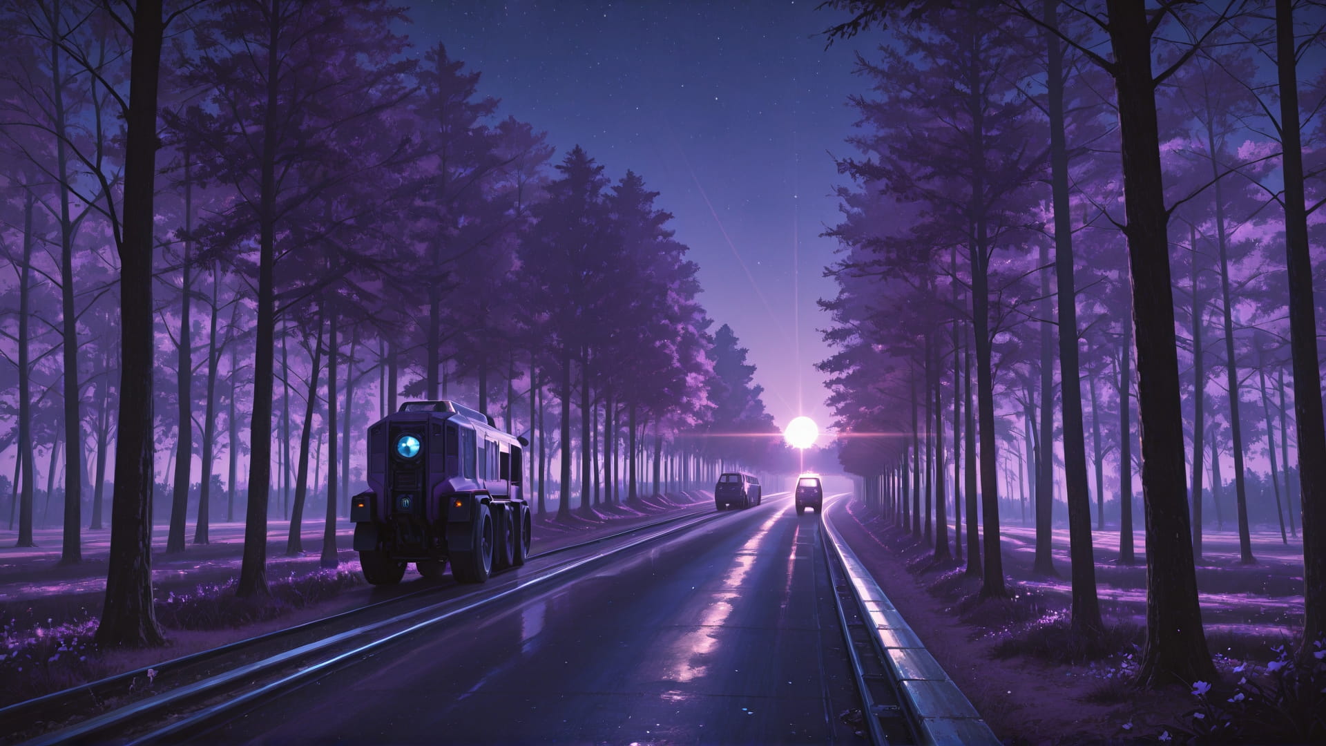 Purple Night Nature Mirage smartphone wallpaper free download, vertical 16:9 format, Purple, Night, Nature, Spring