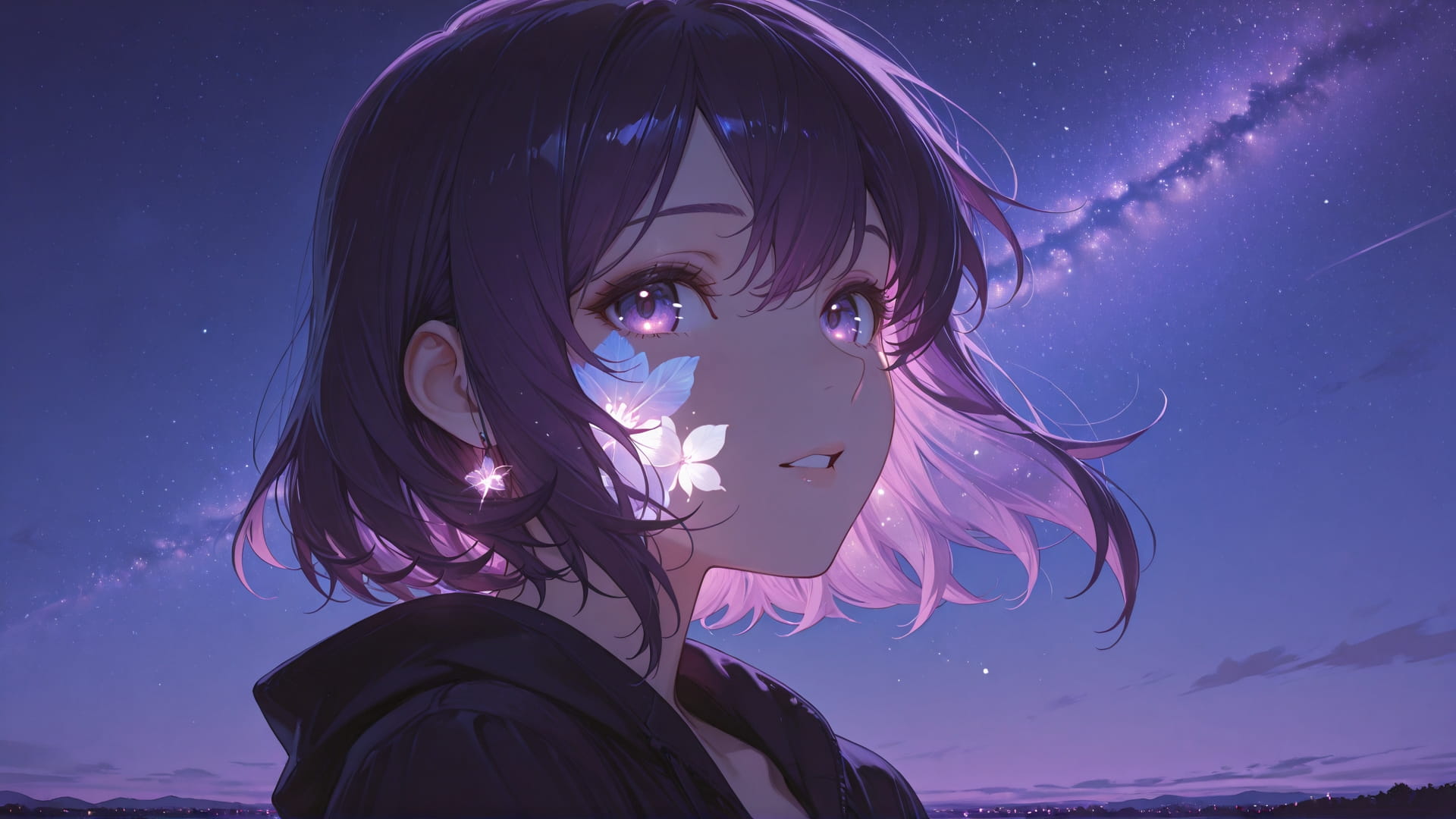 Purple Night Sky Mirage smartphone wallpaper free download, vertical 16:9 format, Purple, Night, Sky, Spring 001