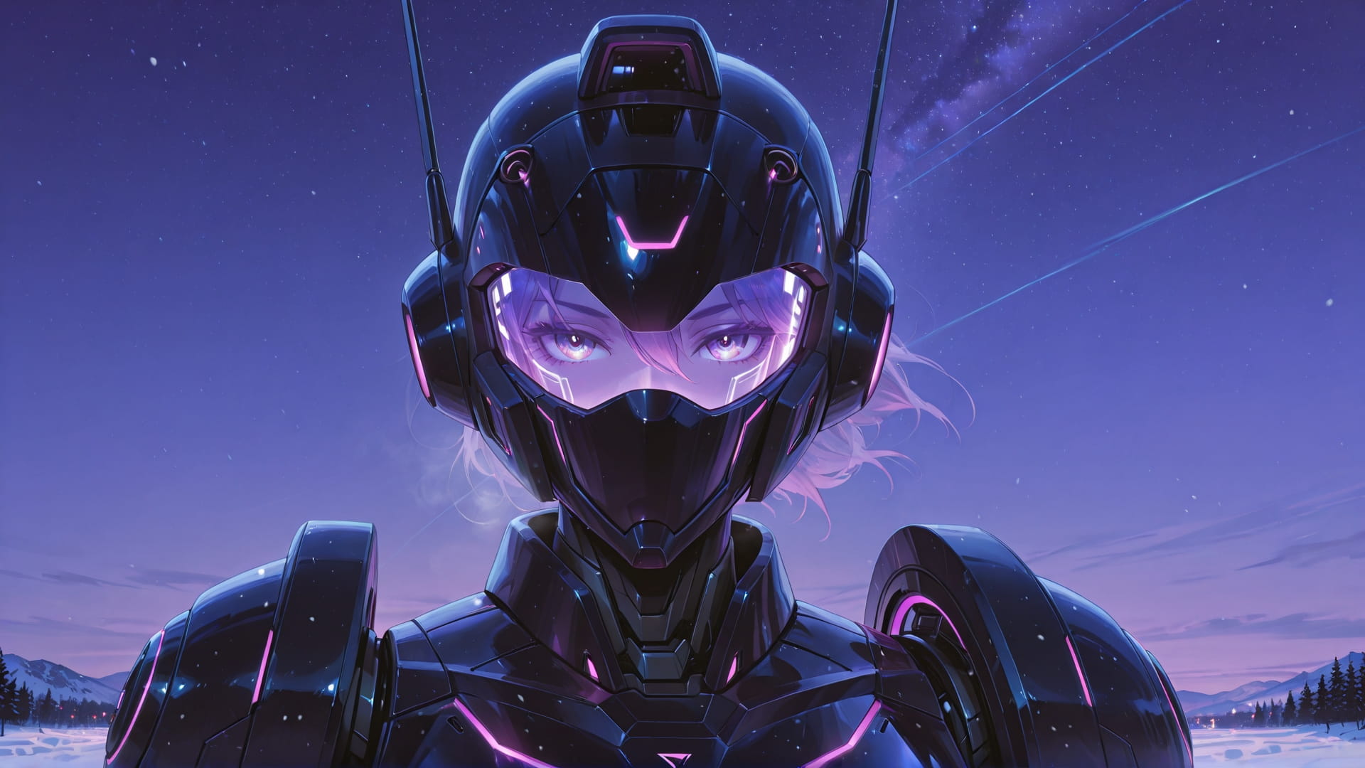 Purple Night Sky Mirage smartphone wallpaper free download, vertical 16:9 format, Purple, Night, Sky, Winter