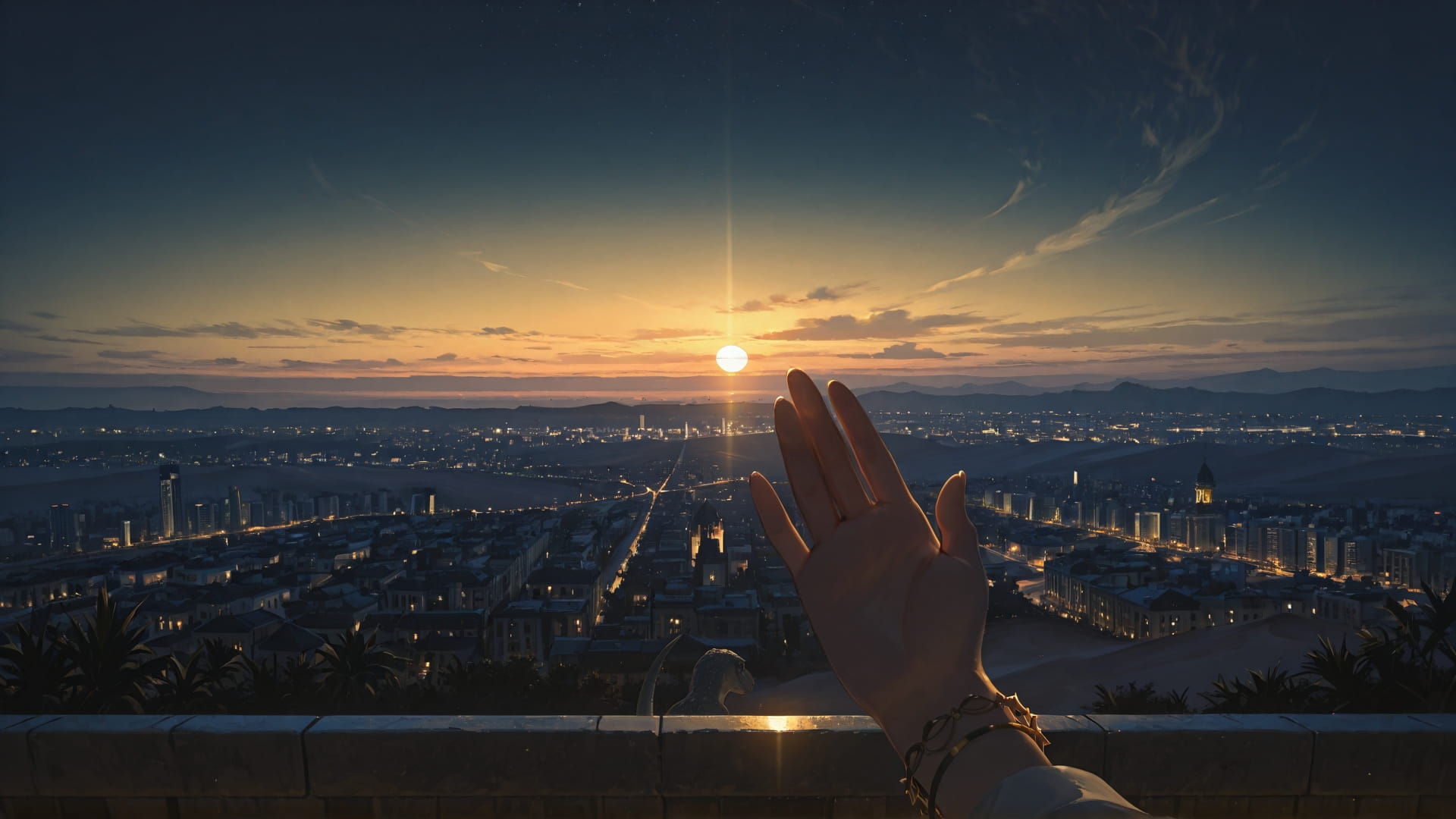 Yellow Night City Mirage smartphone wallpaper free download, vertical 16:9 format, Yellow, Night, City, Summer