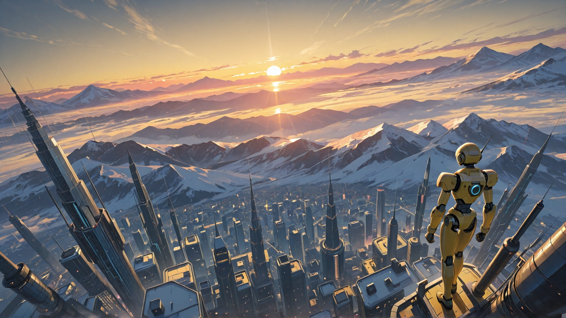 Yellow Sunset Mountain Mirage smartphone wallpaper free download, vertical 16:9 format, Yellow, Sunset, Mountain, Winter