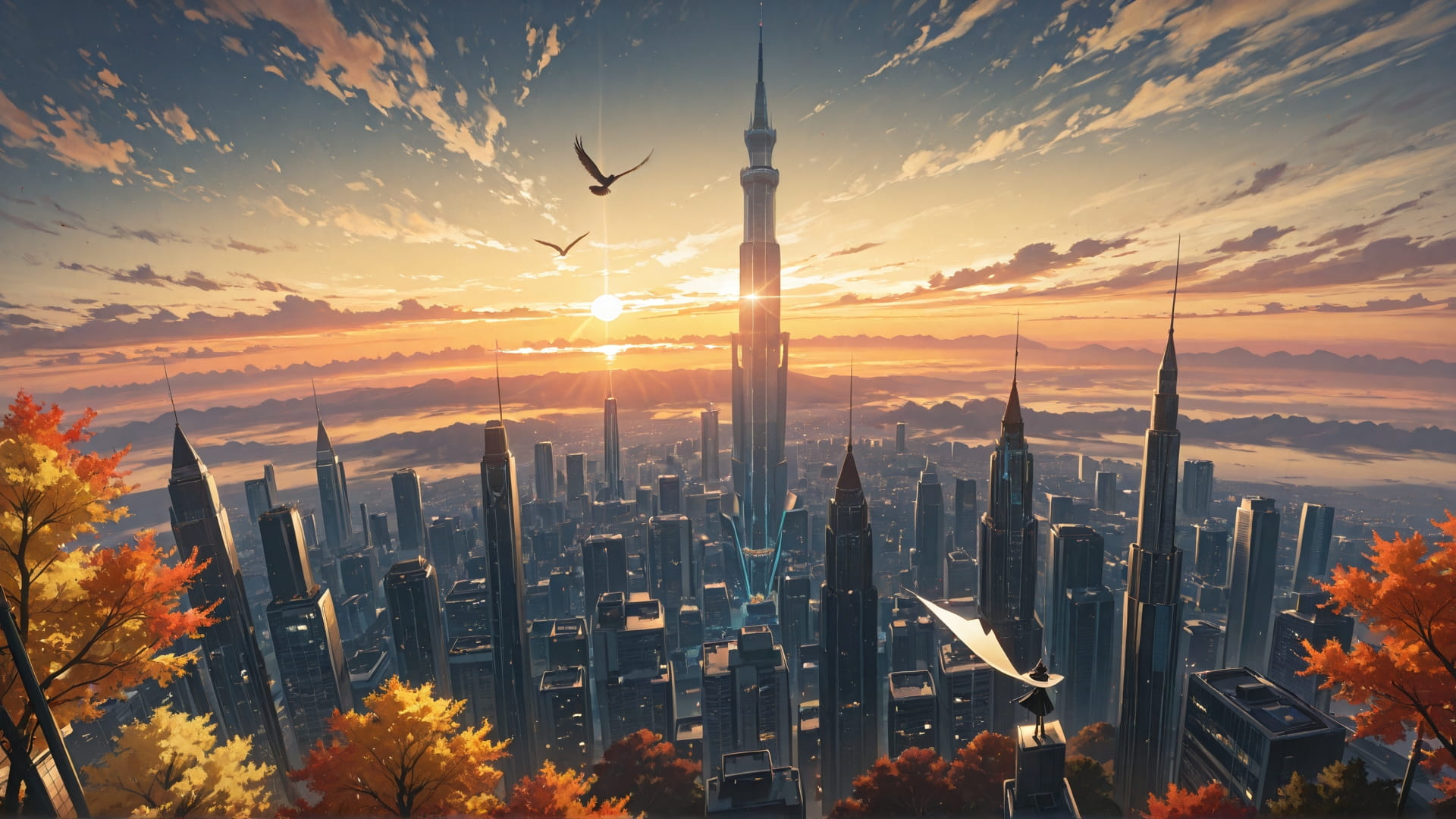 Yellow Sunset Sky Mirage smartphone wallpaper free download, vertical 16:9 format, Yellow, Sunset, Sky, Autumn