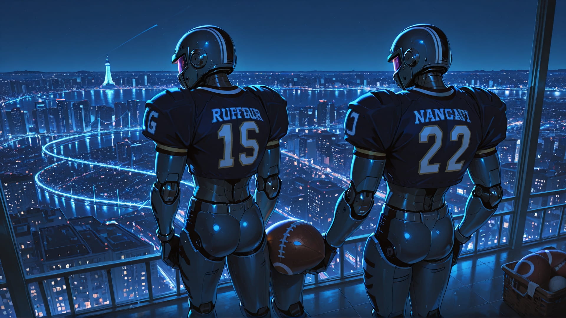 Blue Night City NFL smartphone wallpaper free download, vertical 16:9 format, Blue, Night, City, Summer