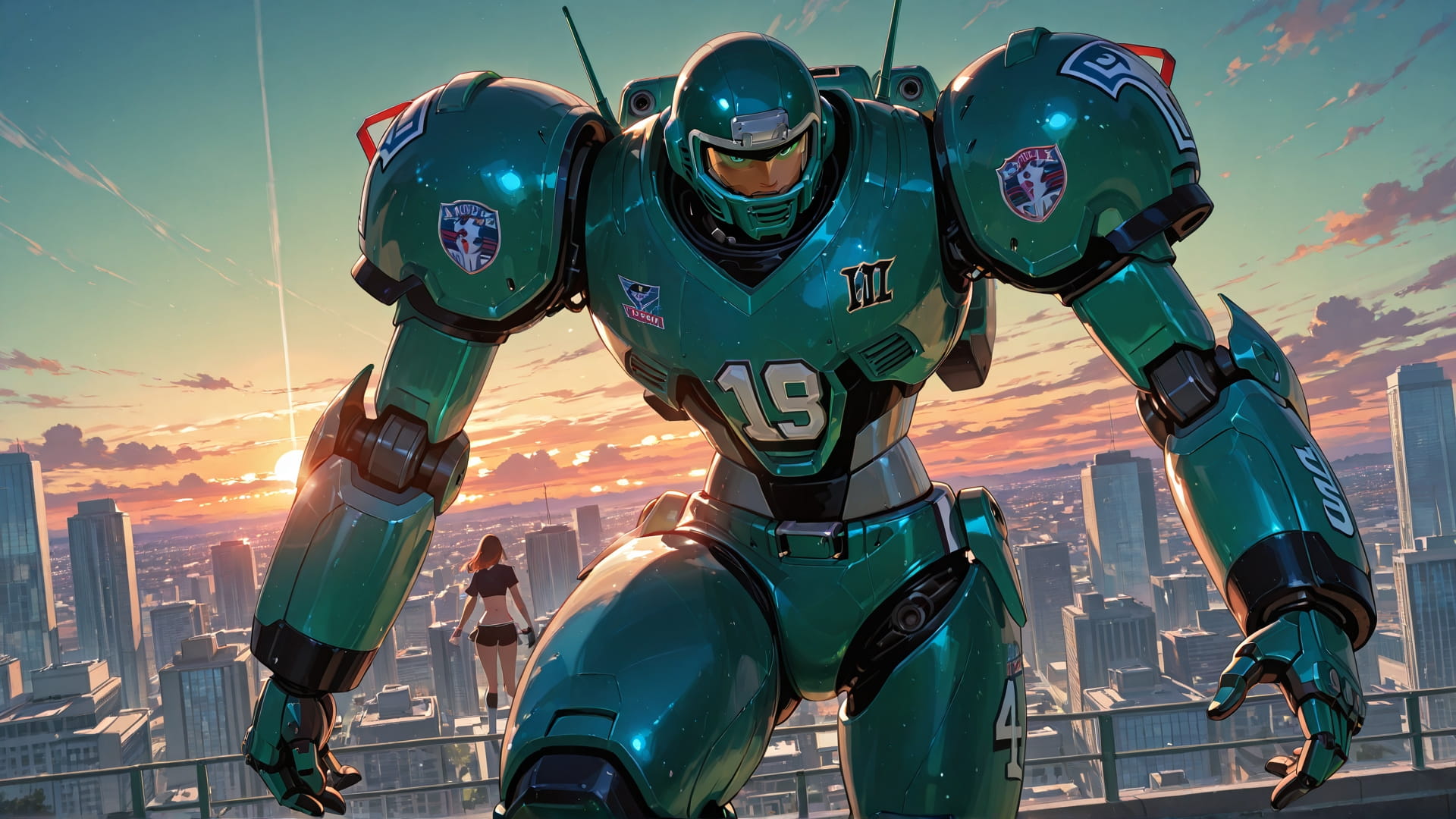 Green Sunset City NFL smartphone wallpaper free download, vertical 16:9 format, Green, Sunset, City, Summer