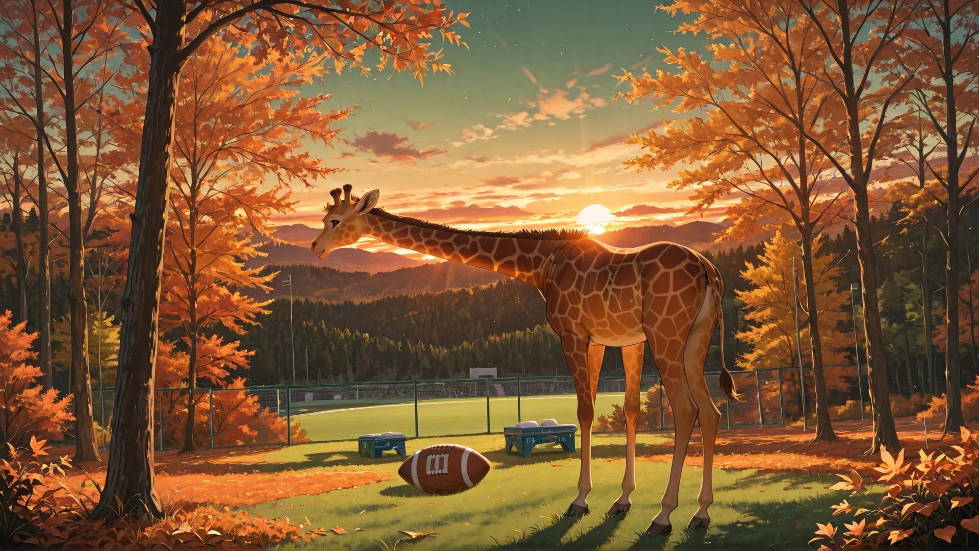 Green Sunset Nature NFL smartphone wallpaper free download, vertical 16:9 format, Green, Sunset, Nature, Autumn