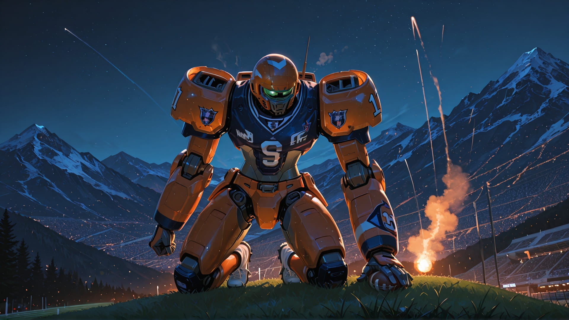 Orange Night Mountain NFL smartphone wallpaper free download, vertical 16:9 format, Orange, Night, Mountain, Spring