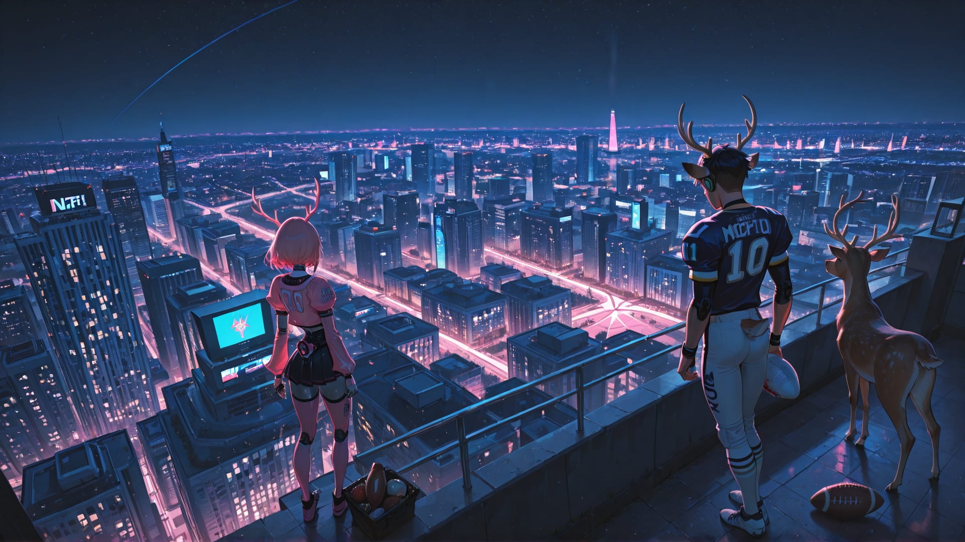 Pink Night City NFL smartphone wallpaper free download, vertical 16:9 format, Pink, Night, City, Spring