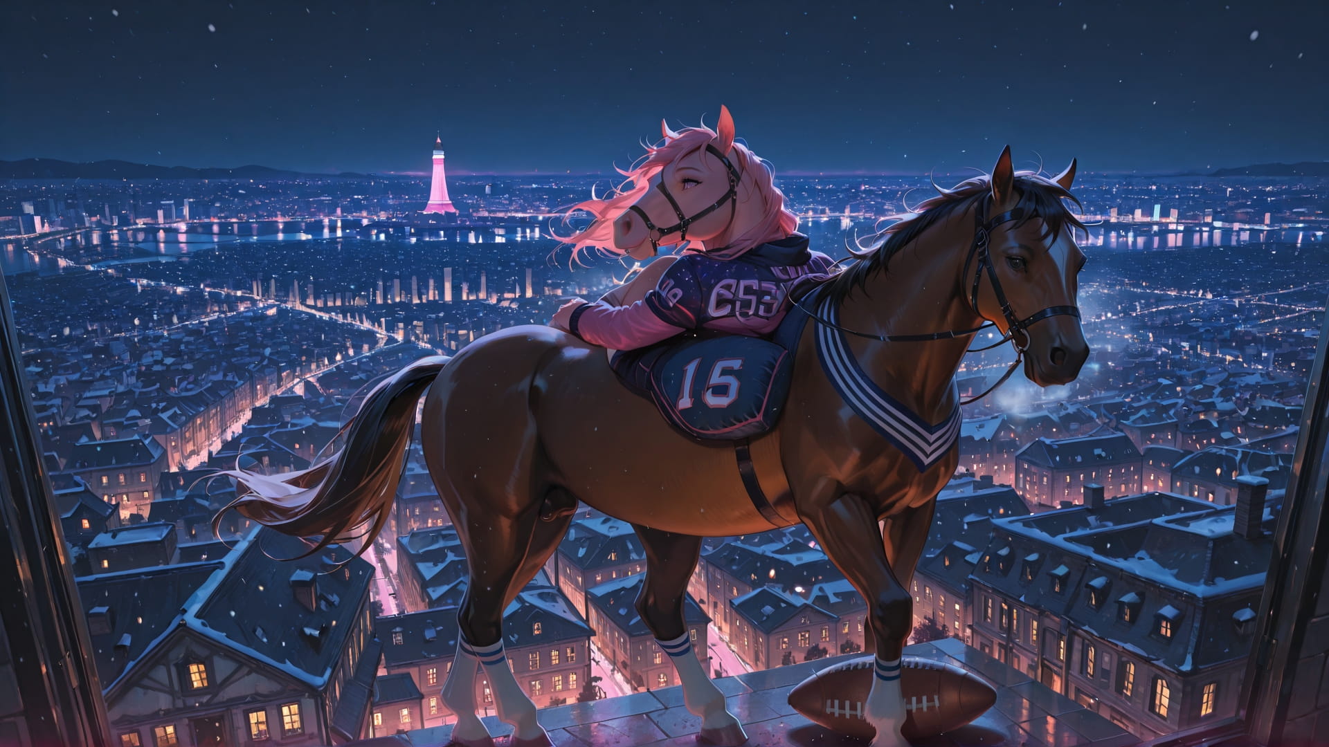 Pink Night City NFL smartphone wallpaper free download, vertical 16:9 format, Pink, Night, City, Winter