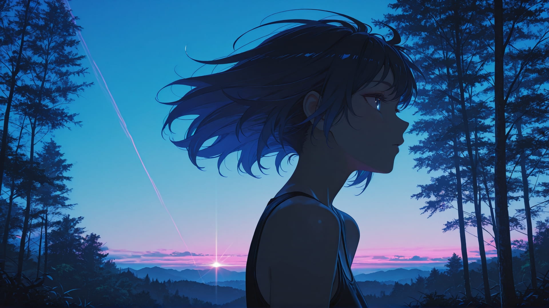 Blue Afternoon Nature Neon smartphone wallpaper free download, vertical 16:9 format, Blue, Afternoon, Nature, Summer 001