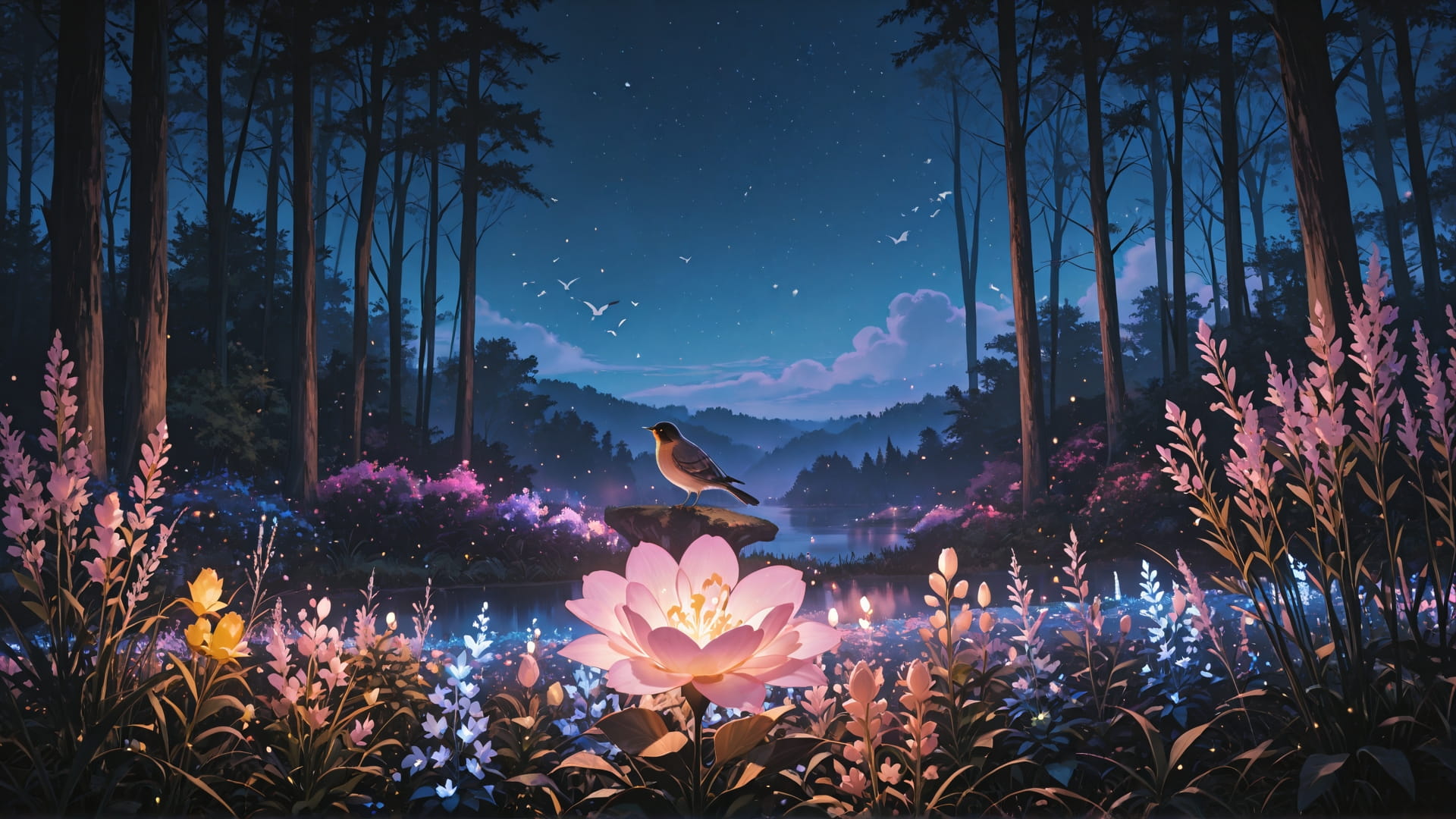 Brown Night Nature Neon smartphone wallpaper free download, vertical 16:9 format, Brown, Night, Nature, Spring