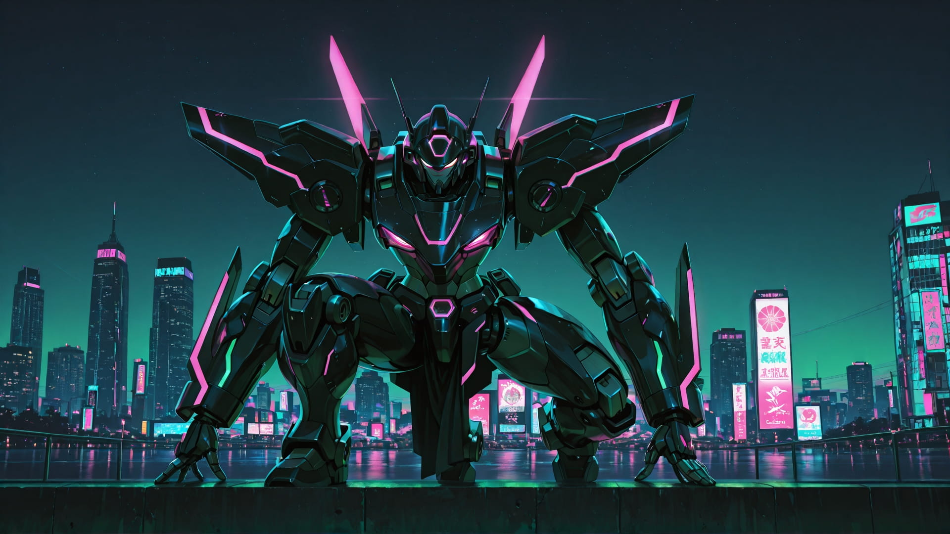 Green Night City Neon smartphone wallpaper free download, vertical 16:9 format, Green, Night, City, Spring