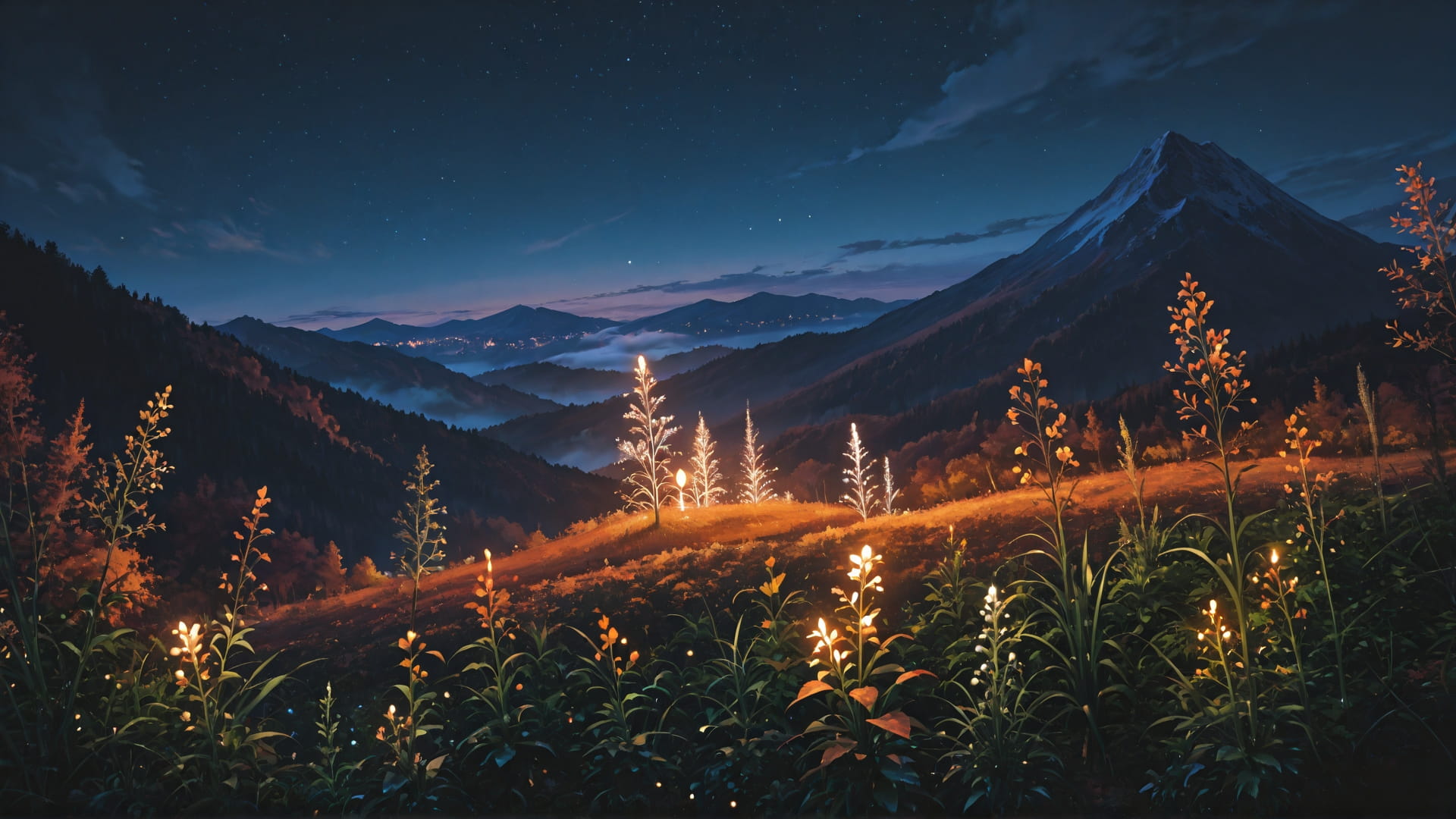 Orange Afternoon Mountain Neon smartphone wallpaper free download, vertical 16:9 format, Orange, Afternoon, Mountain, Autumn 001