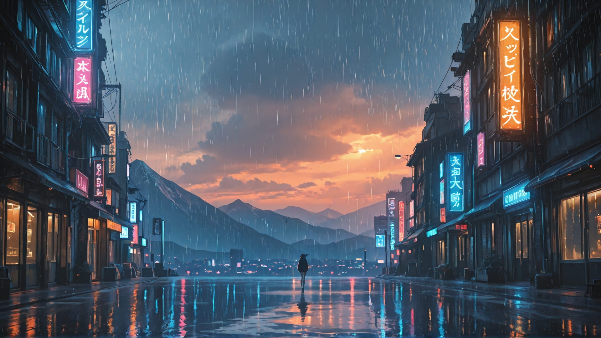 Orange Afternoon Mountain Neon smartphone wallpaper free download, vertical 16:9 format, Orange, Afternoon, Mountain, Summer 001