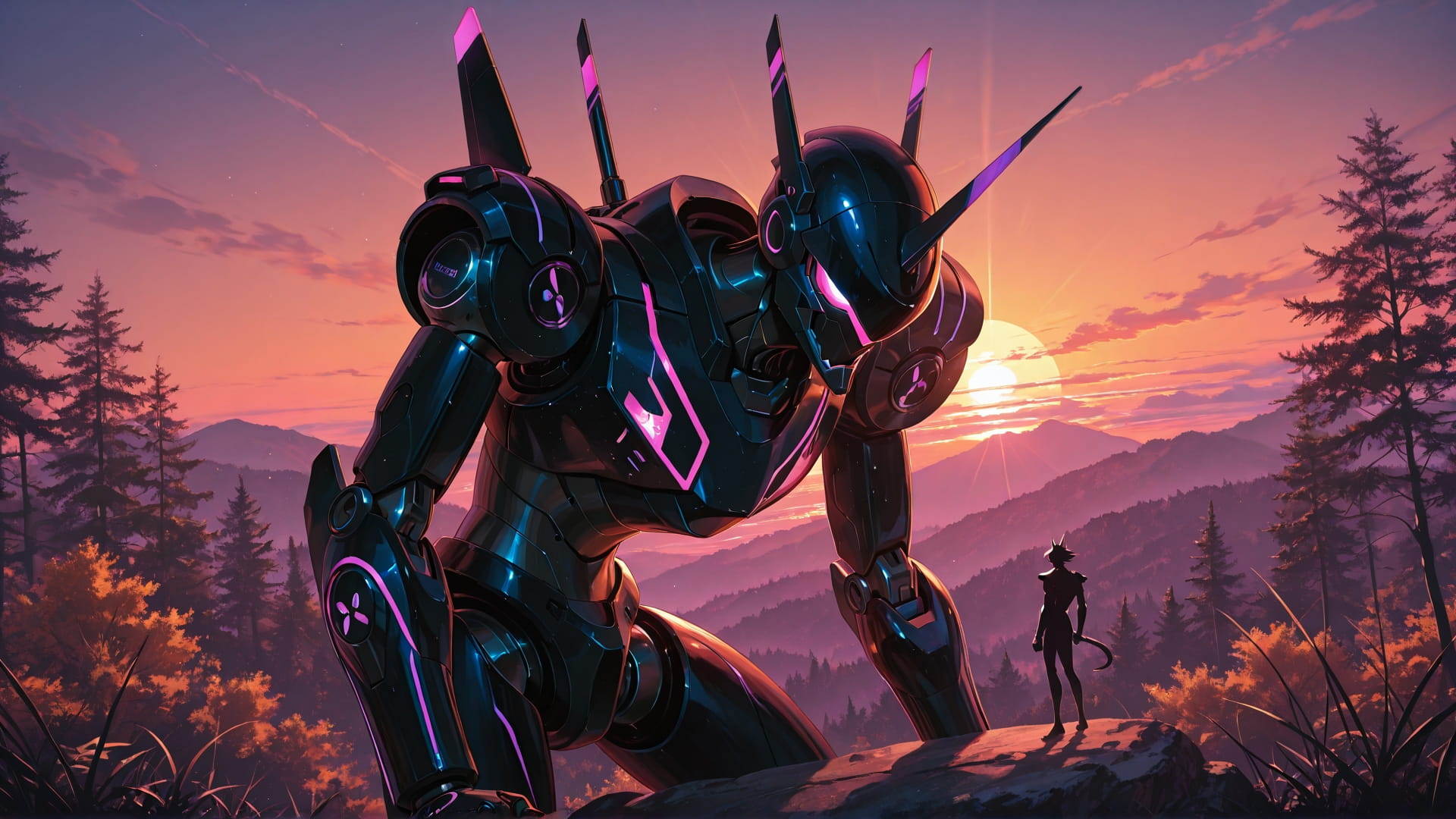 Orange Sunset Nature Neon smartphone wallpaper free download, vertical 16:9 format, Orange, Sunset, Nature, Summer