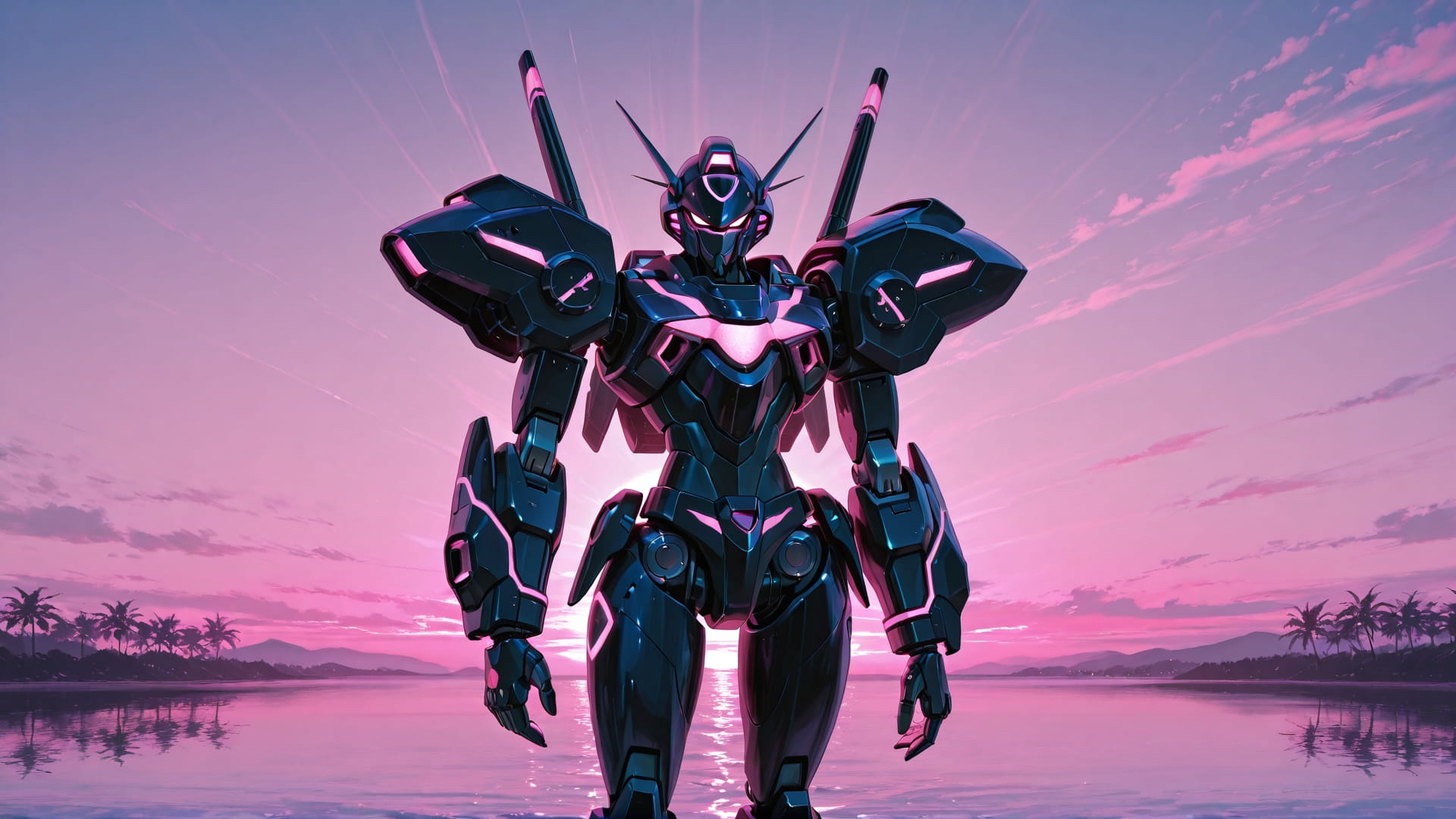 Pink Afternoon Sea Neon smartphone wallpaper free download, vertical 16:9 format, Pink, Afternoon, Sea, Summer