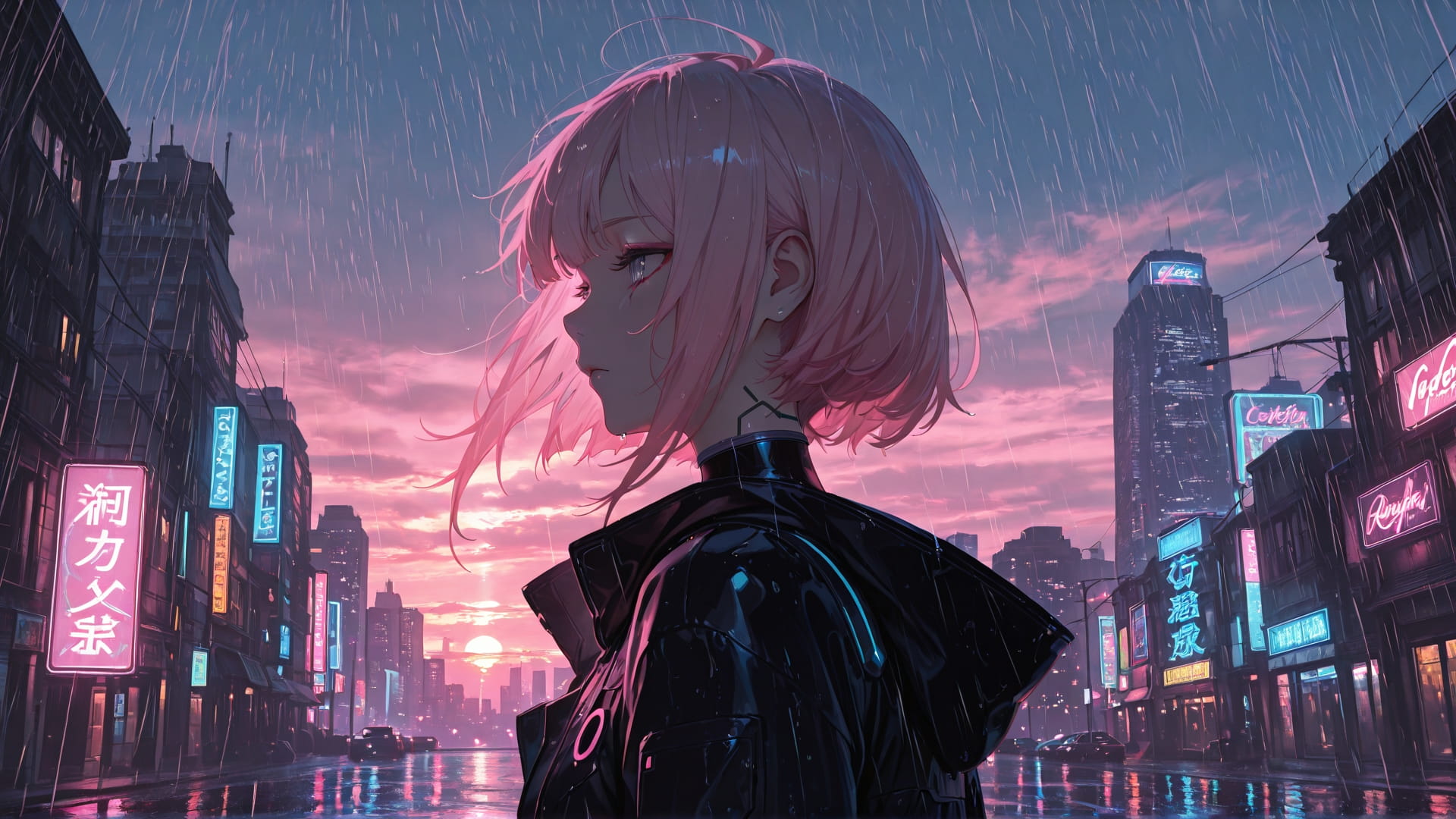 Pink Sunset Sky Neon smartphone wallpaper free download, vertical 16:9 format, Pink, Sunset, Sky, Spring 001