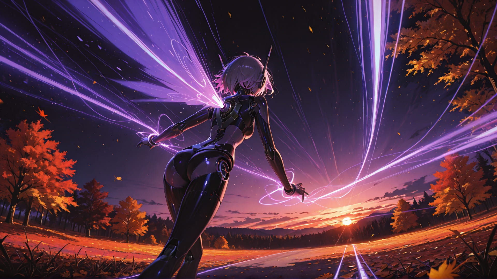 Purple Sunset Nature Neon smartphone wallpaper free download, vertical 16:9 format, Purple, Sunset, Nature, Autumn