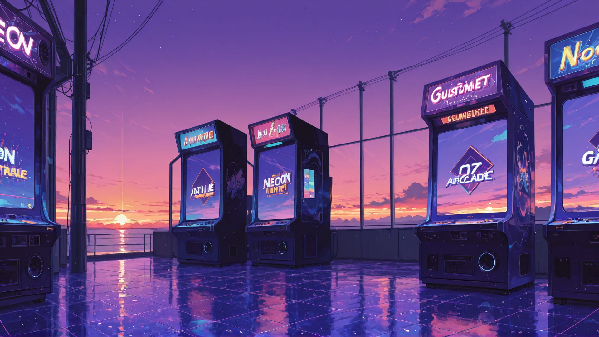 Purple Sunset Sky Neon smartphone wallpaper free download, vertical 16:9 format, Purple, Sunset, Sky, Summer 001