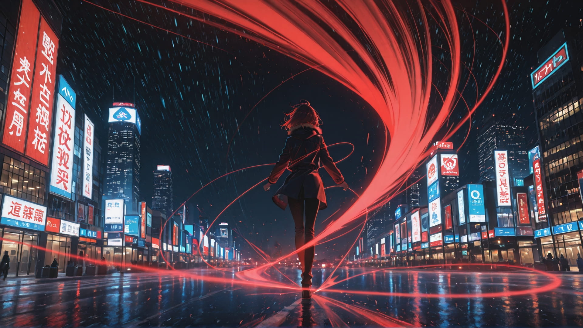 Red Afternoon City Neon smartphone wallpaper free download, vertical 9:16 format, Red, Afternoon, City, Winter 001