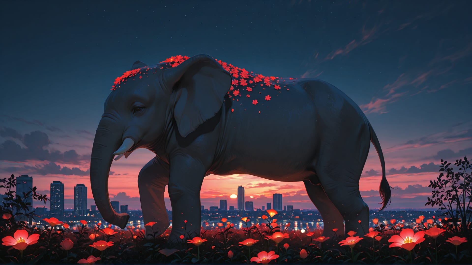 Red Sunset City Neon smartphone wallpaper free download, vertical 16:9 format, Red, Sunset, City, Summer