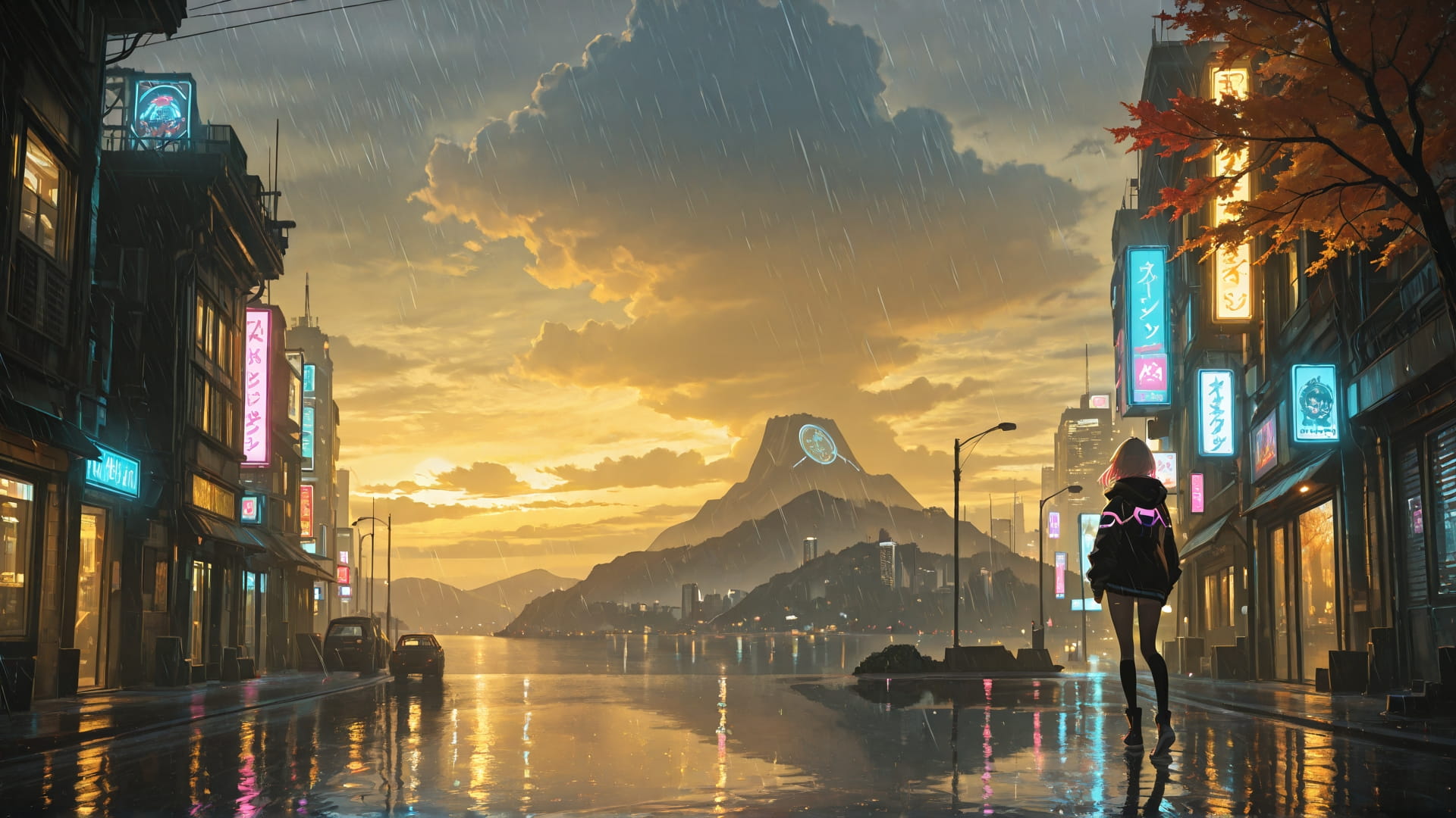 Yellow Afternoon Sea Neon smartphone wallpaper free download, vertical 16:9 format, Yellow, Afternoon, Sea, Autumn