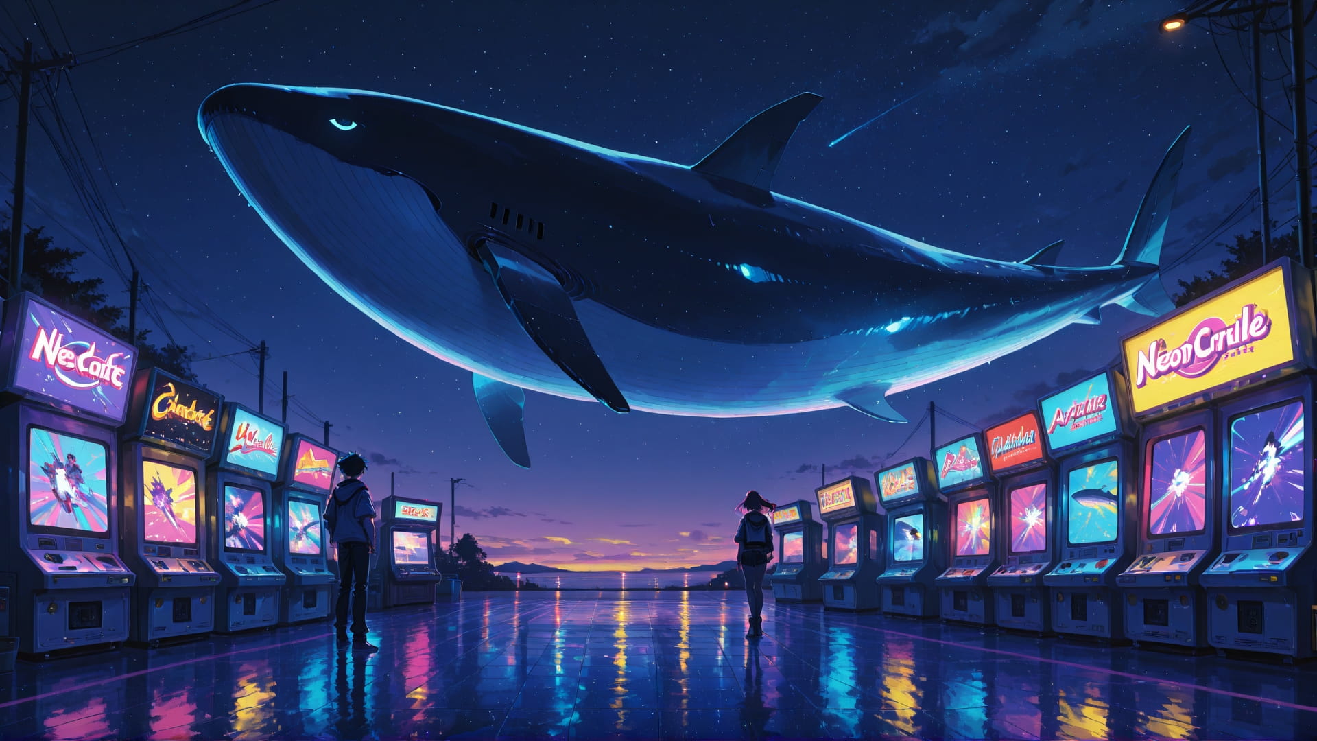 Yellow Night Sky Neon smartphone wallpaper free download, vertical 16:9 format, Yellow, Night, Sky, Summer