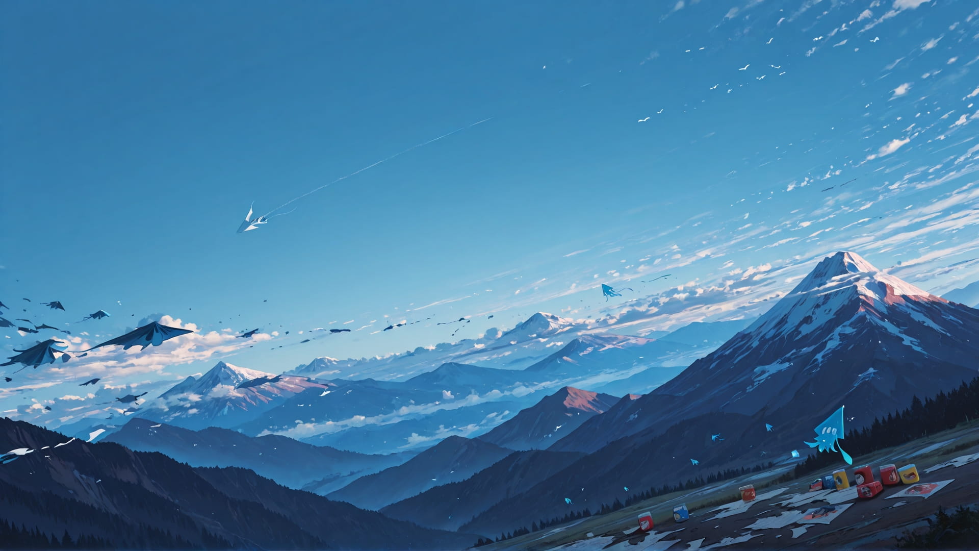 Blue Afternoon Mountain NotesAppChic smartphone wallpaper free download, vertical 16:9 format, Blue, Afternoon, Mountain, Spring