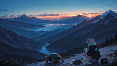 Blue Sunset Mountain NotesAppChic smartphone wallpaper free download, vertical 9:16 format, Blue, Sunset, Mountain, Spring