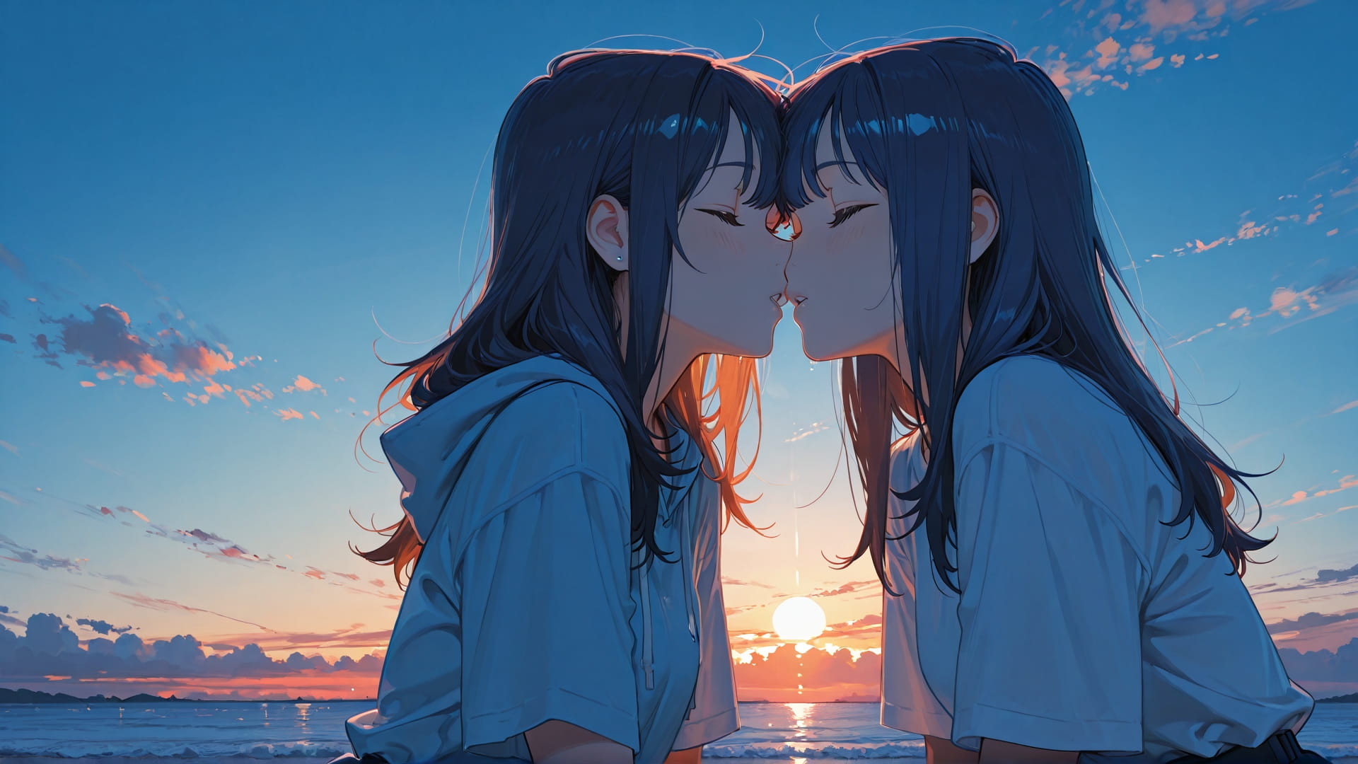 Blue Sunset Sky NotesAppChic smartphone wallpaper free download, vertical 16:9 format, Blue, Sunset, Sky, Summer 001