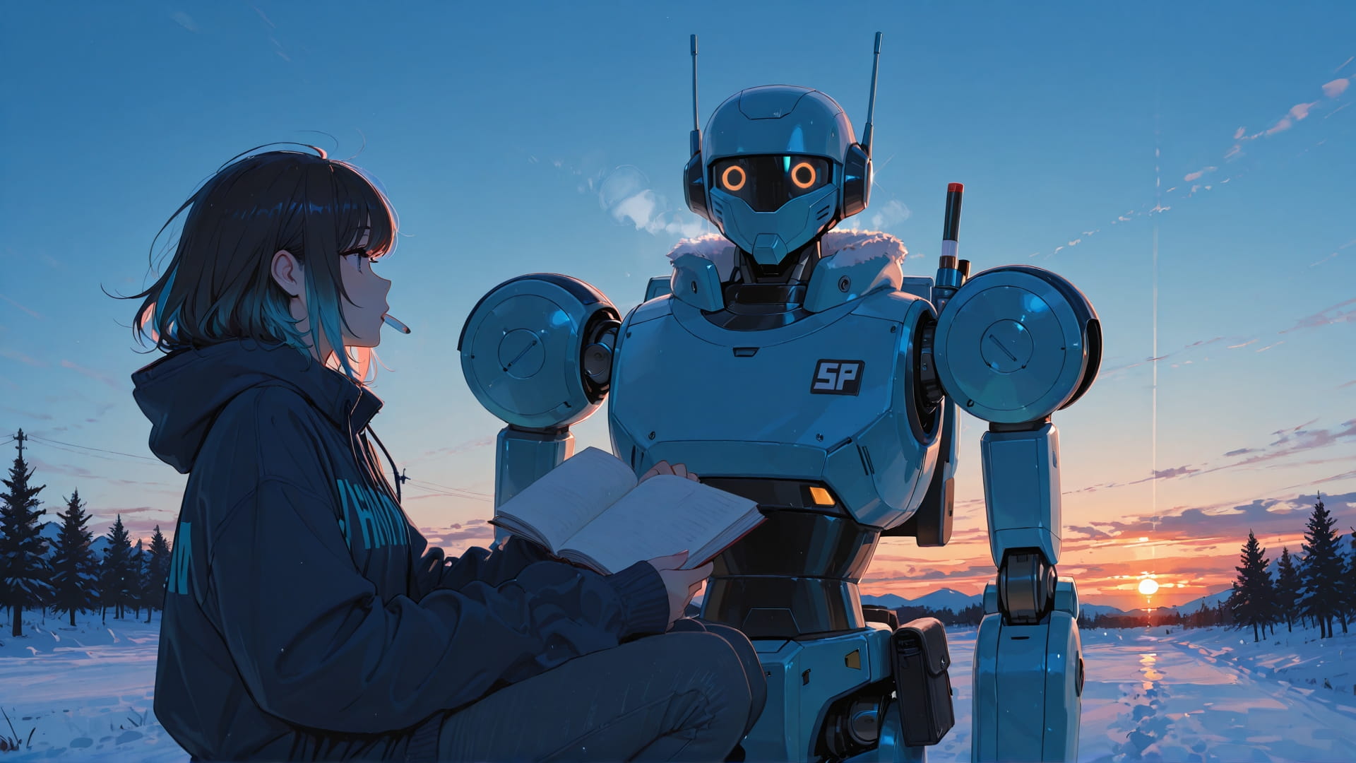 Blue Sunset Sky NotesAppChic smartphone wallpaper free download, vertical 16:9 format, Blue, Sunset, Sky, Winter