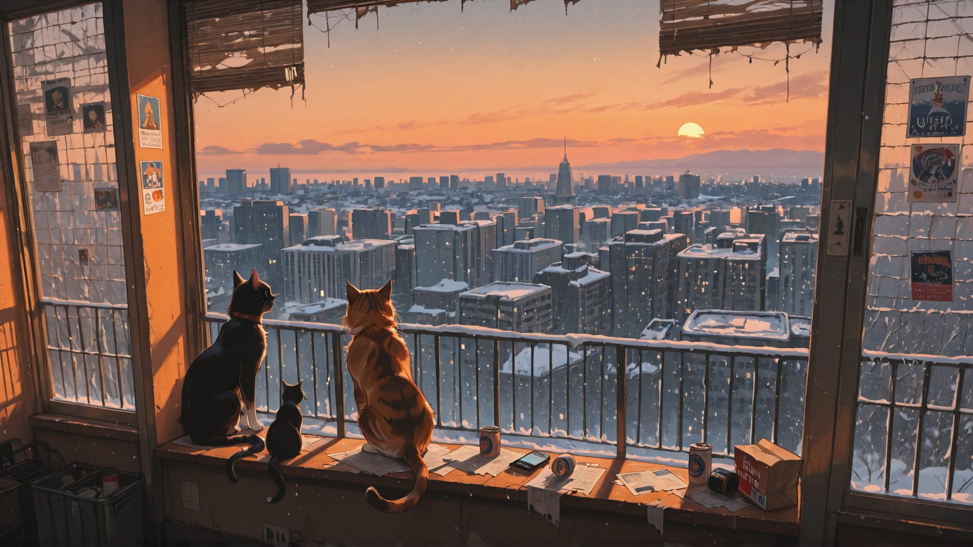 Orange Afternoon City NotesAppChic smartphone wallpaper free download, vertical 16:9 format, Orange, Afternoon, City, Winter