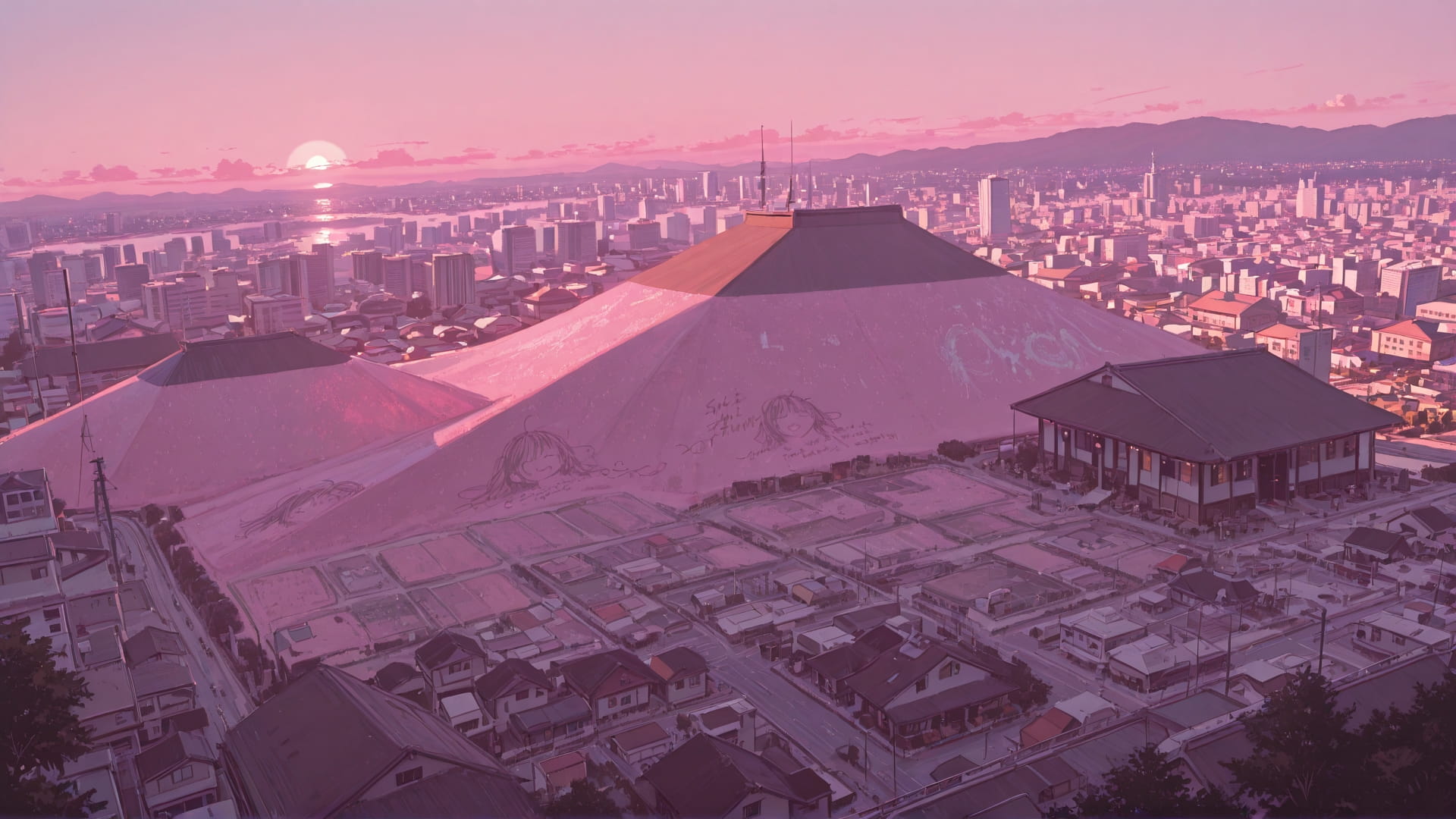 Pink Afternoon City NotesAppChic smartphone wallpaper free download, vertical 16:9 format, Pink, Afternoon, City, Summer