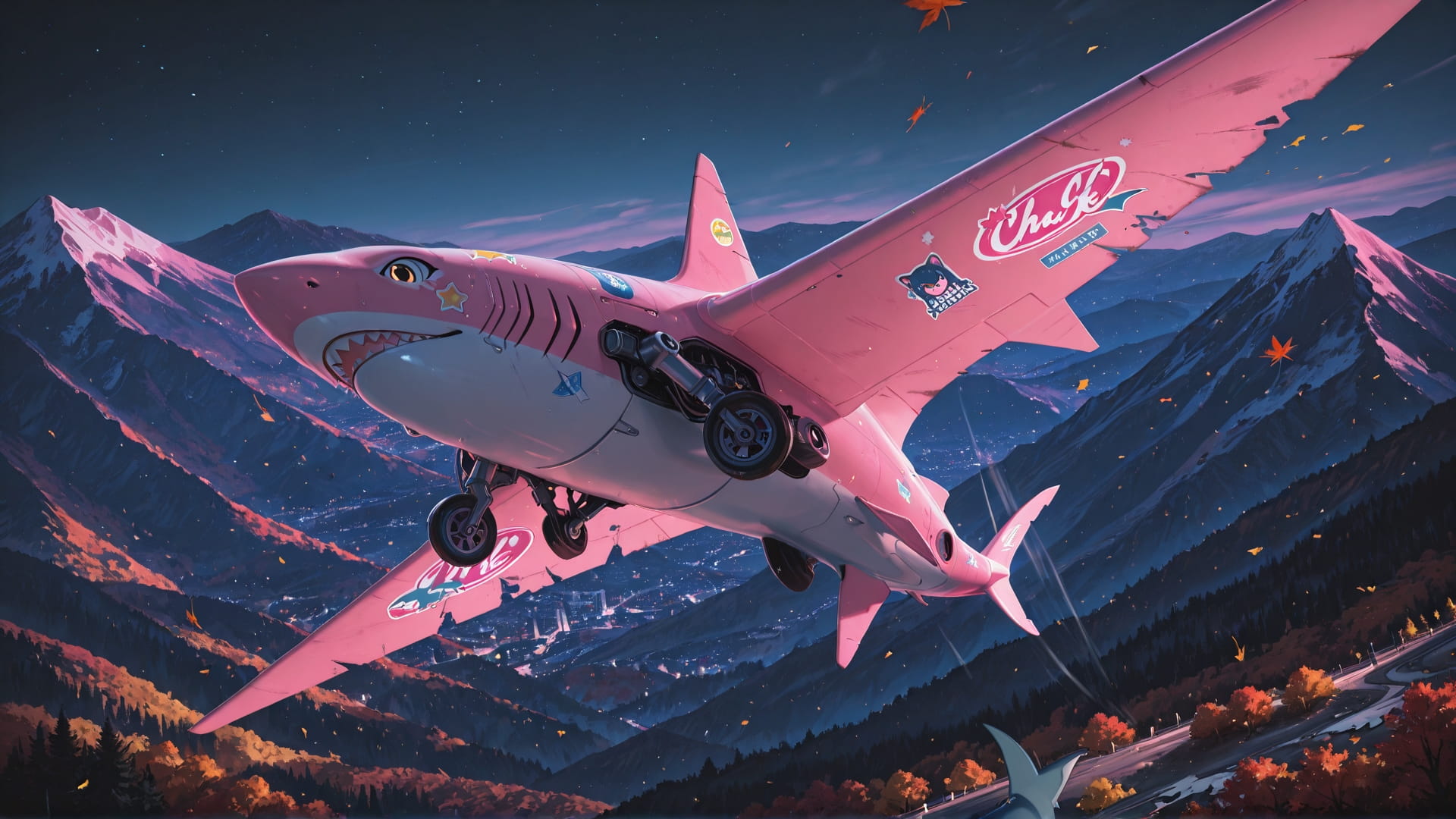 Pink Night Mountain NotesAppChic smartphone wallpaper free download, vertical 16:9 format, Pink, Night, Mountain, Autumn