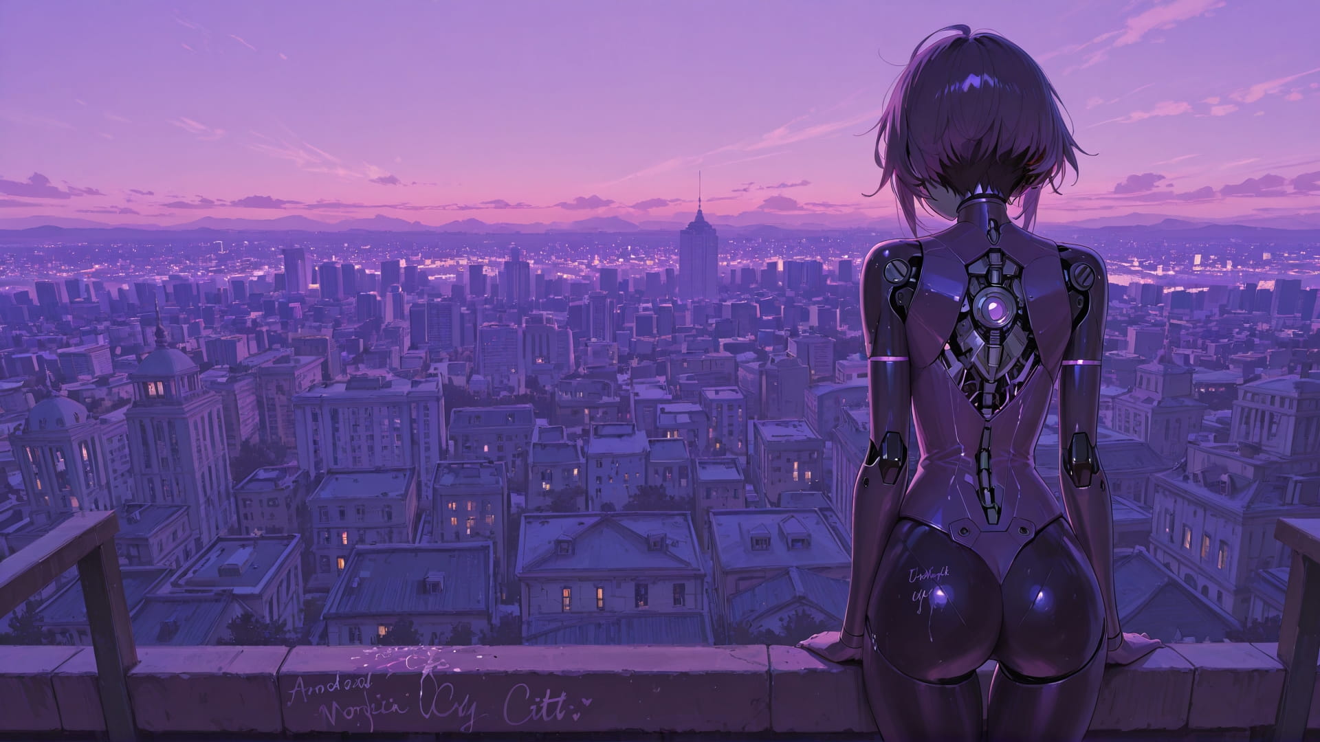 Purple Afternoon City NotesAppChic smartphone wallpaper free download, vertical 16:9 format, Purple, Afternoon, City, Summer