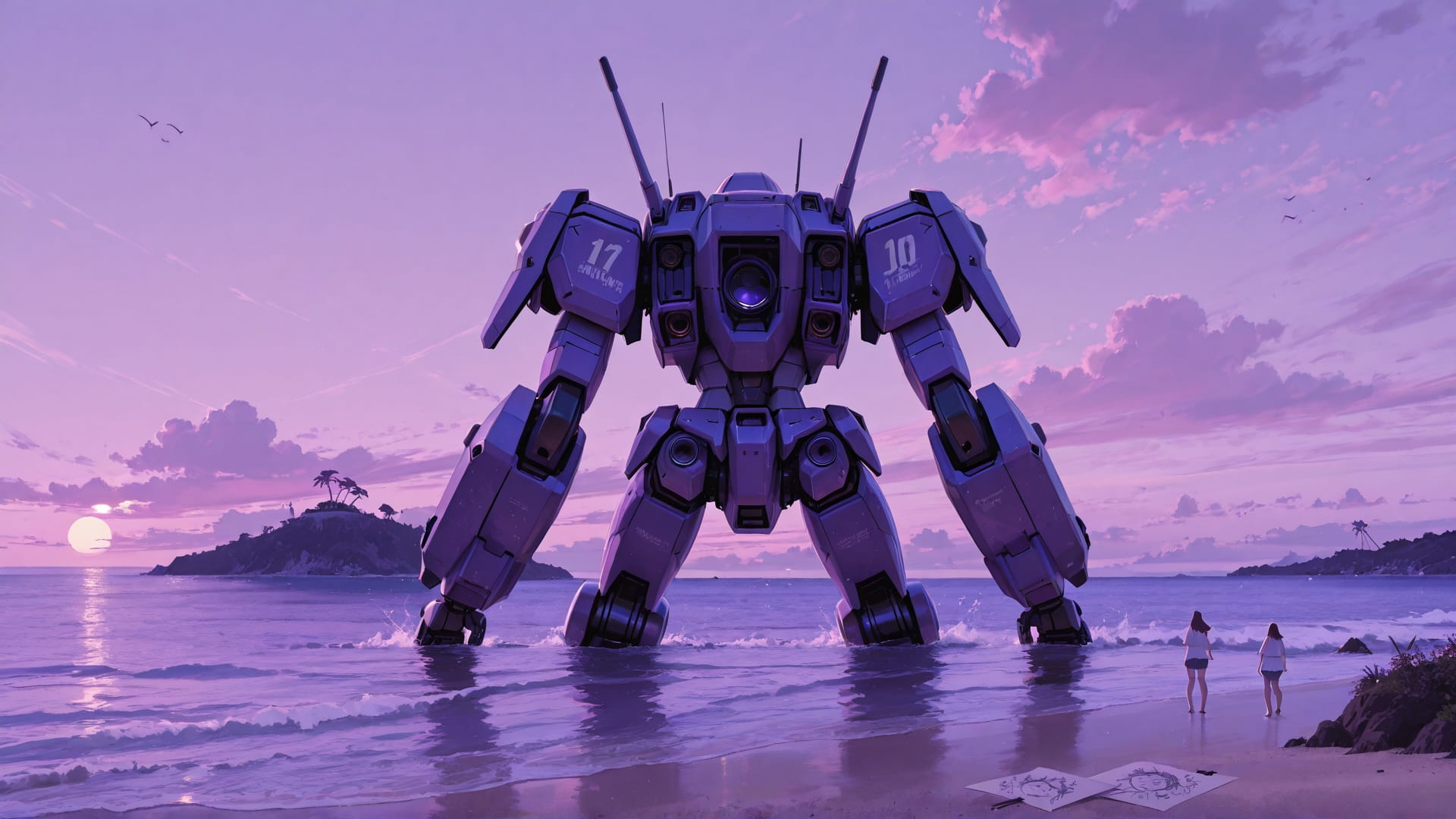 Purple Afternoon Sea NotesAppChic smartphone wallpaper free download, vertical 16:9 format, Purple, Afternoon, Sea, Summer