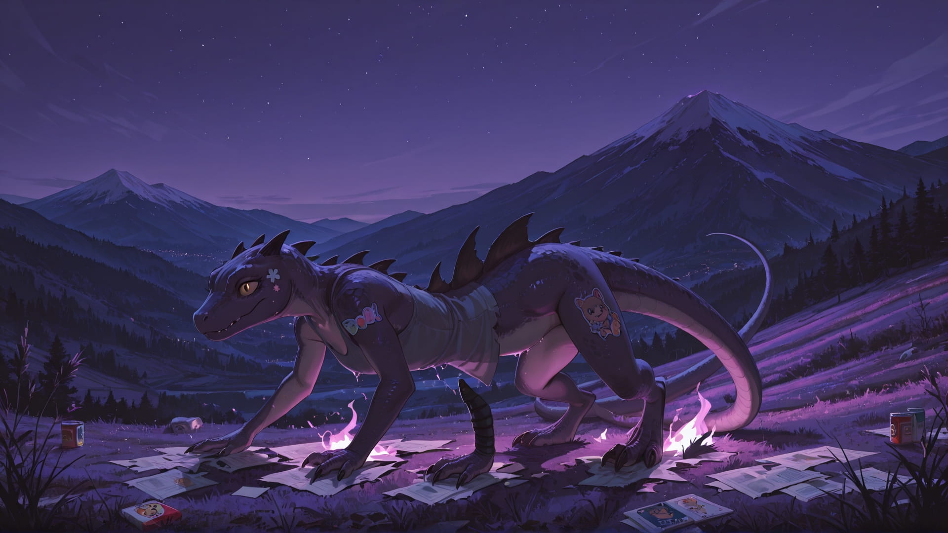 Purple Night Mountain NotesAppChic smartphone wallpaper free download, vertical 16:9 format, Purple, Night, Mountain, Spring