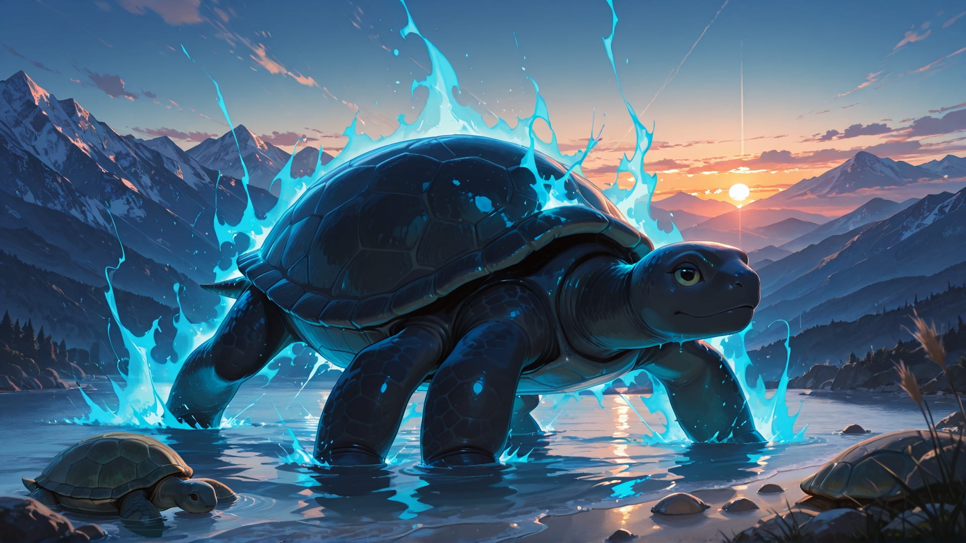 Blue Sunset Mountain Nuclear smartphone wallpaper free download, vertical 16:9 format, Blue, Sunset, Mountain, Summer